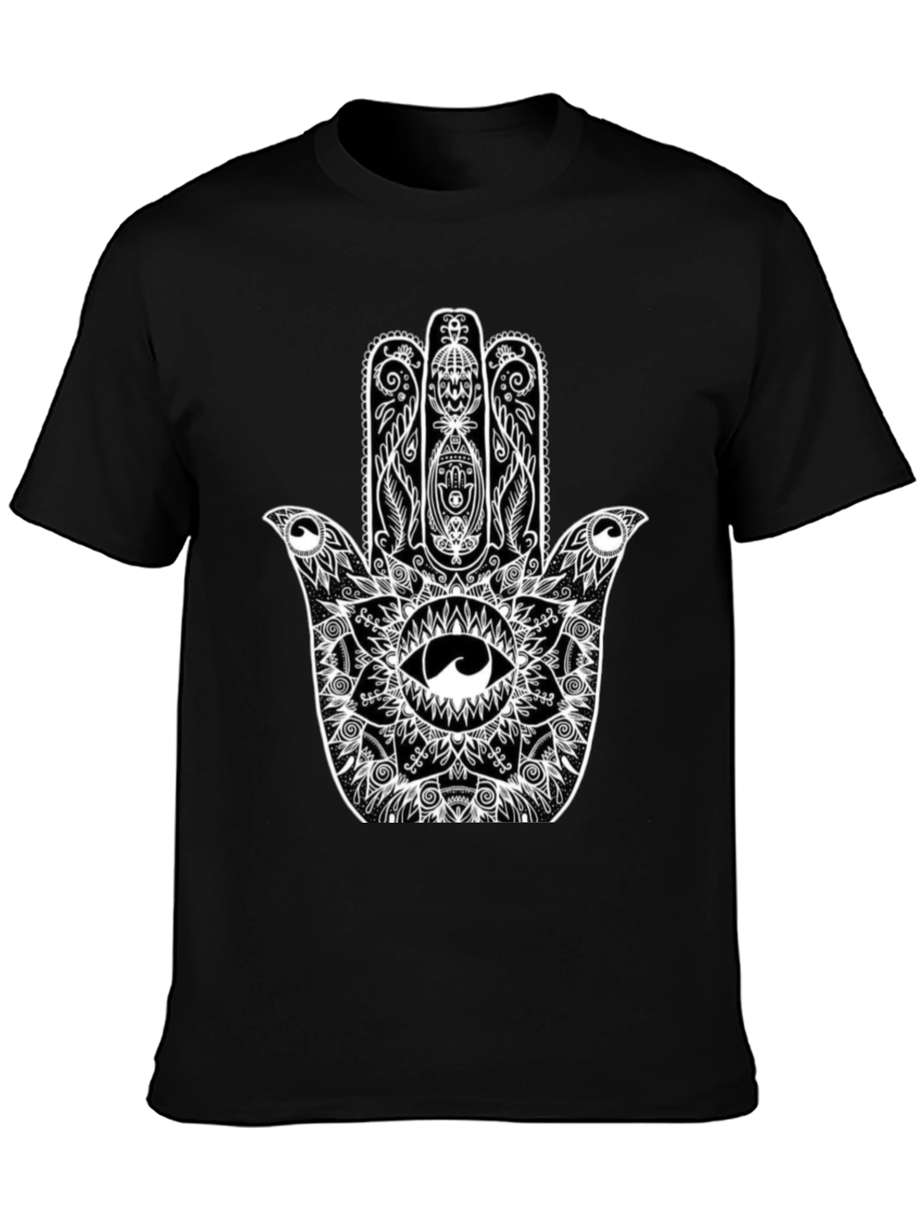 Hamsa Hand Graphic Black T-Shirt