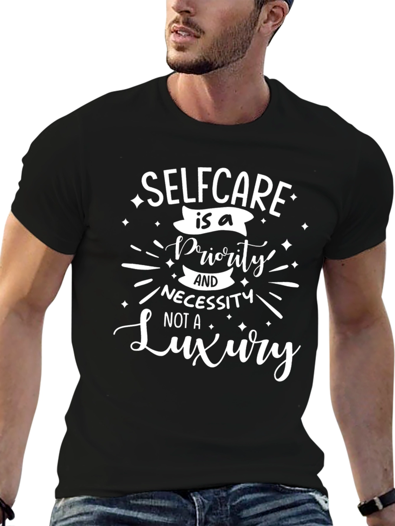 Selfcare is a Priority Black Graphic Tee