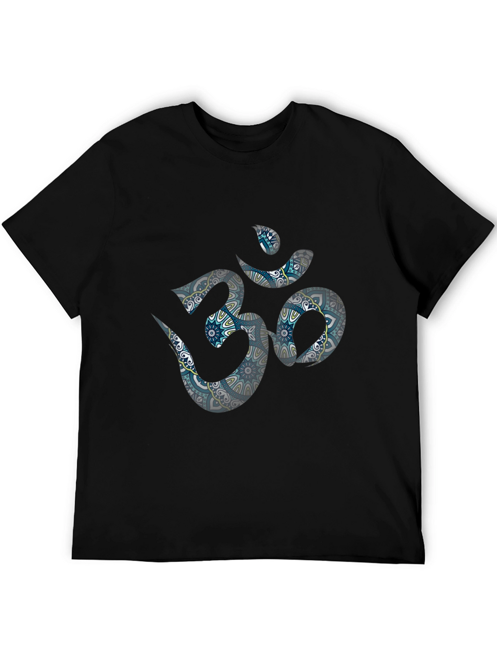 Om Mandala Design Black T-Shirt