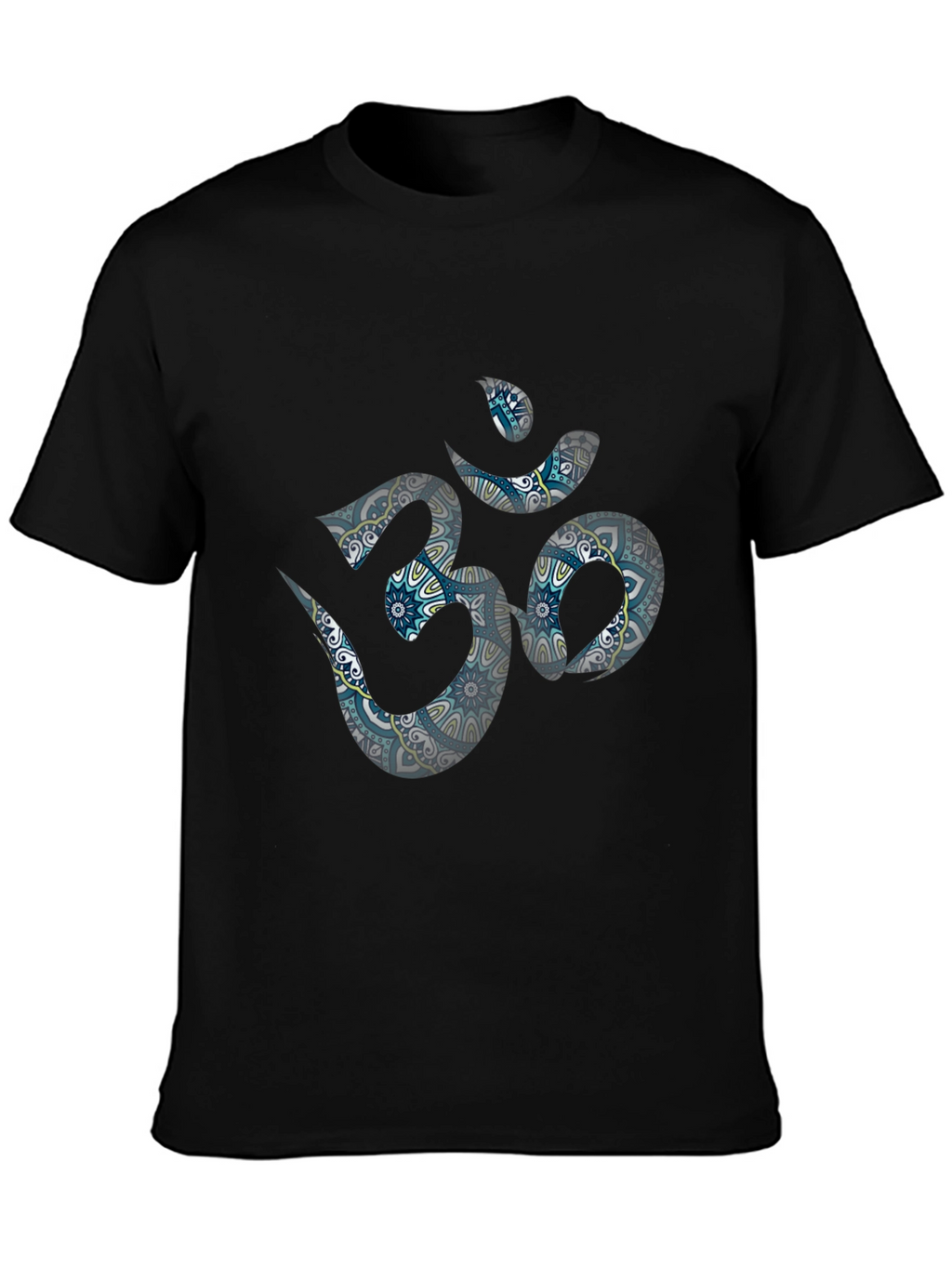 Om Mandala Design Black T-Shirt