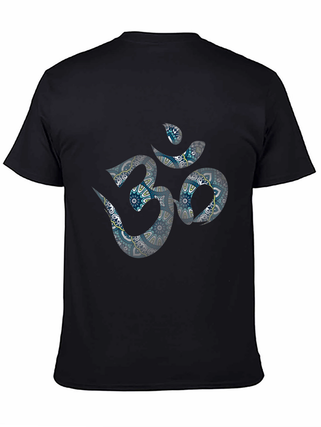 Om Mandala Design Black T-Shirt