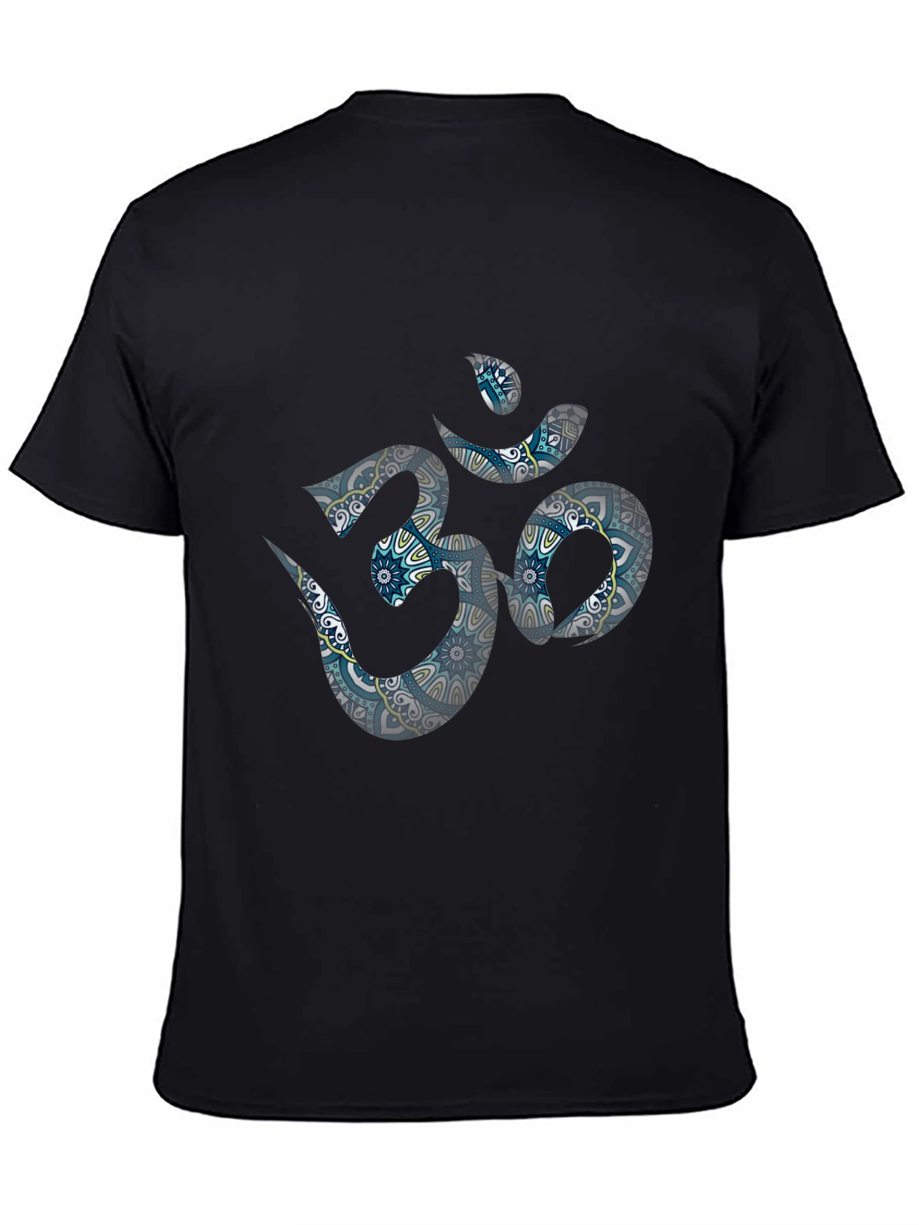 Om Mandala Design Black T-Shirt