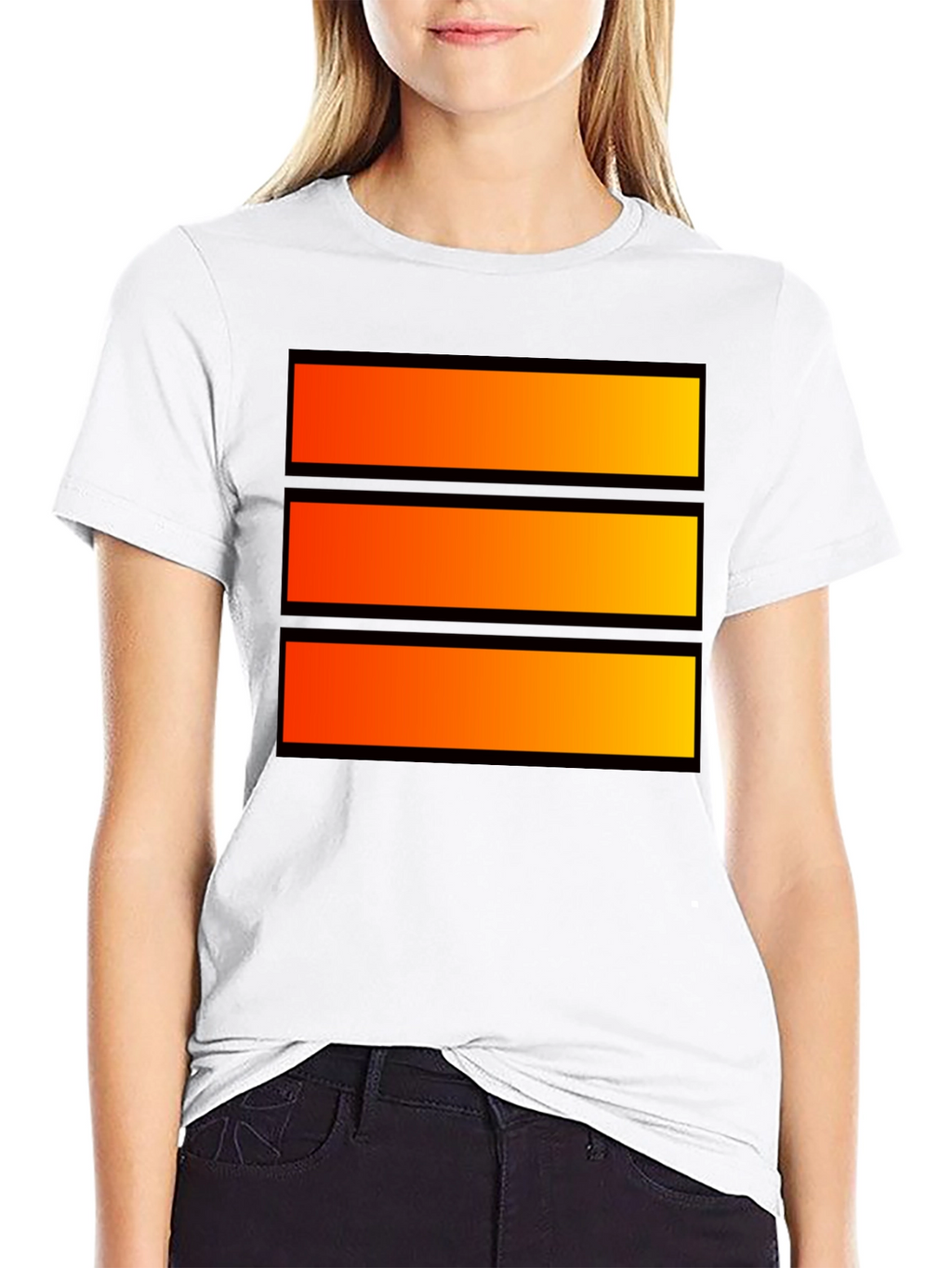 Bold Graphic Tee - Orange Stripe Design