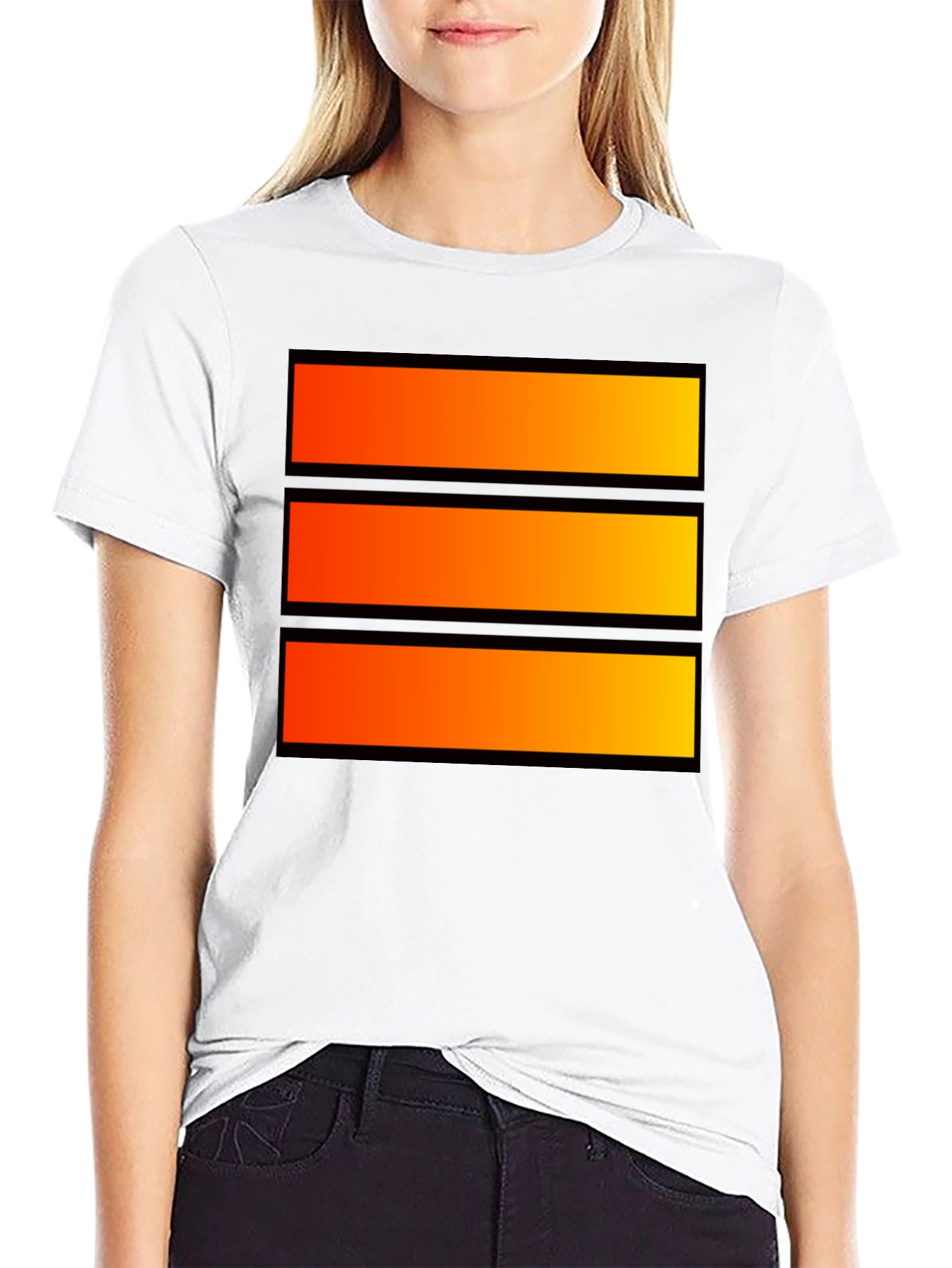 Bold Graphic Tee - Orange Stripe Design