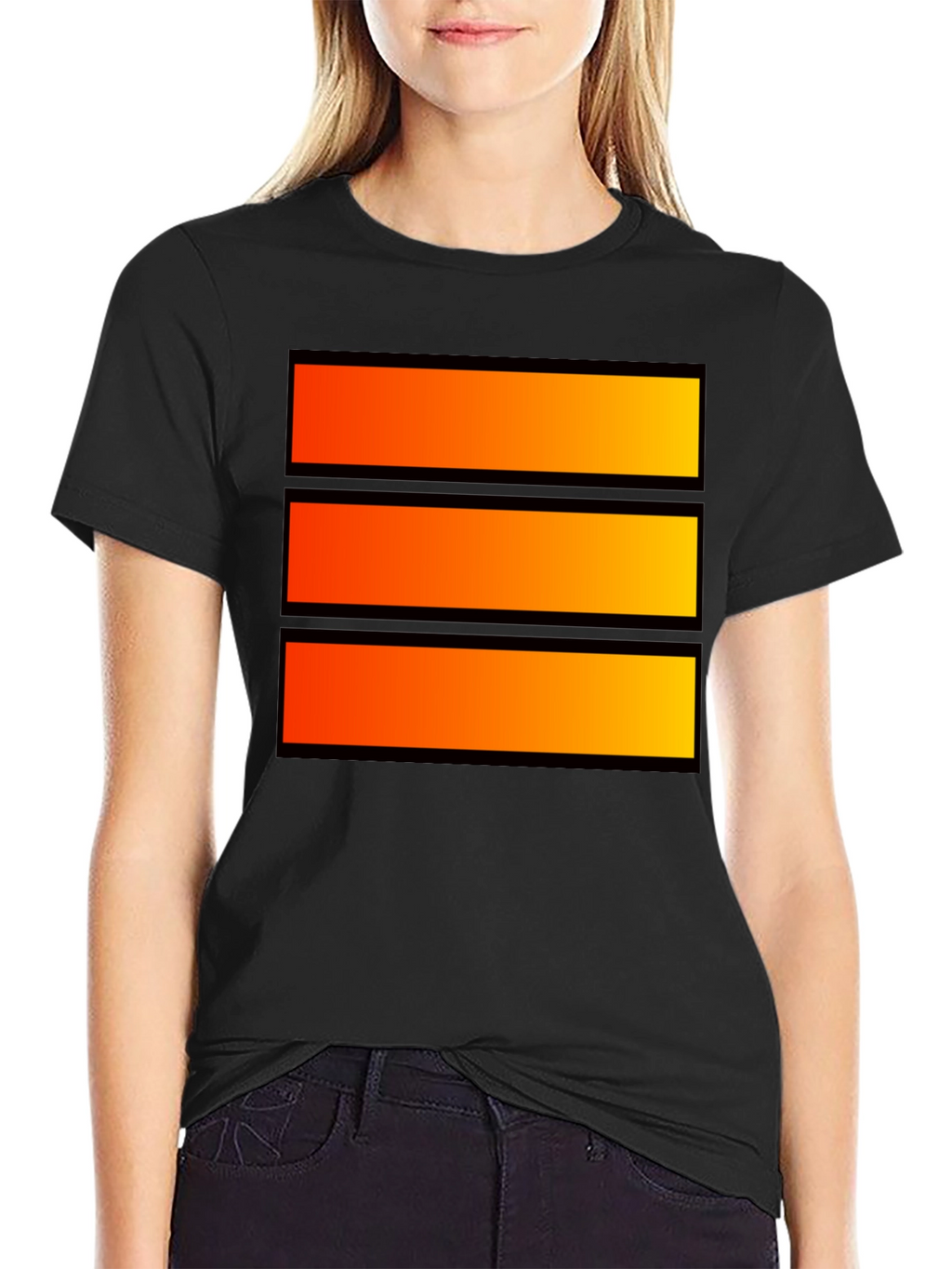 Bold Graphic Tee - Orange Stripe Design