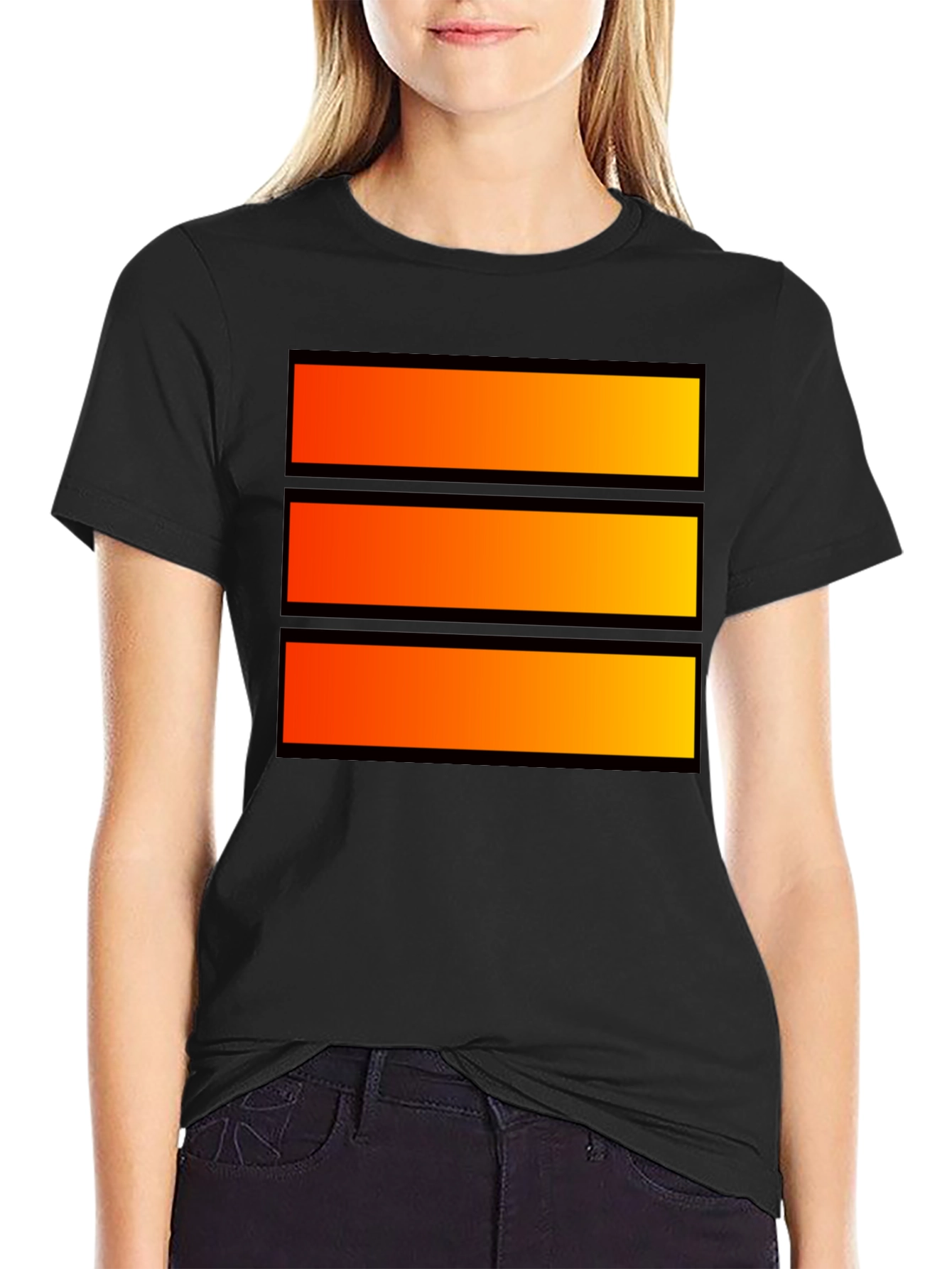 Bold Graphic Tee - Orange Stripe Design
