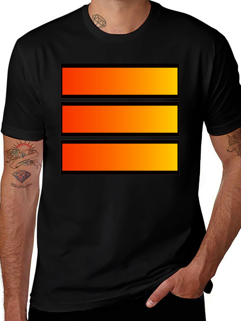 Bold Graphic Tee - Orange Stripe Design