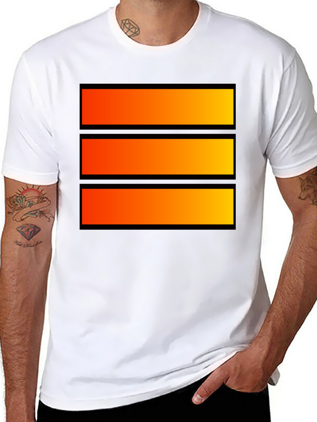 Bold Graphic Tee - Orange Stripe Design