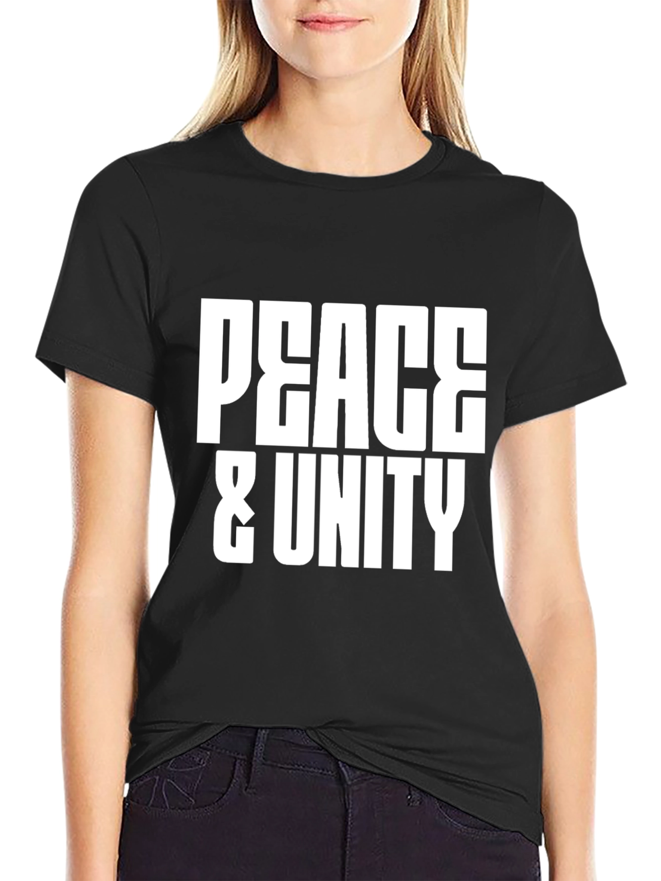 Peace & Unity Graphic Black T-Shirt