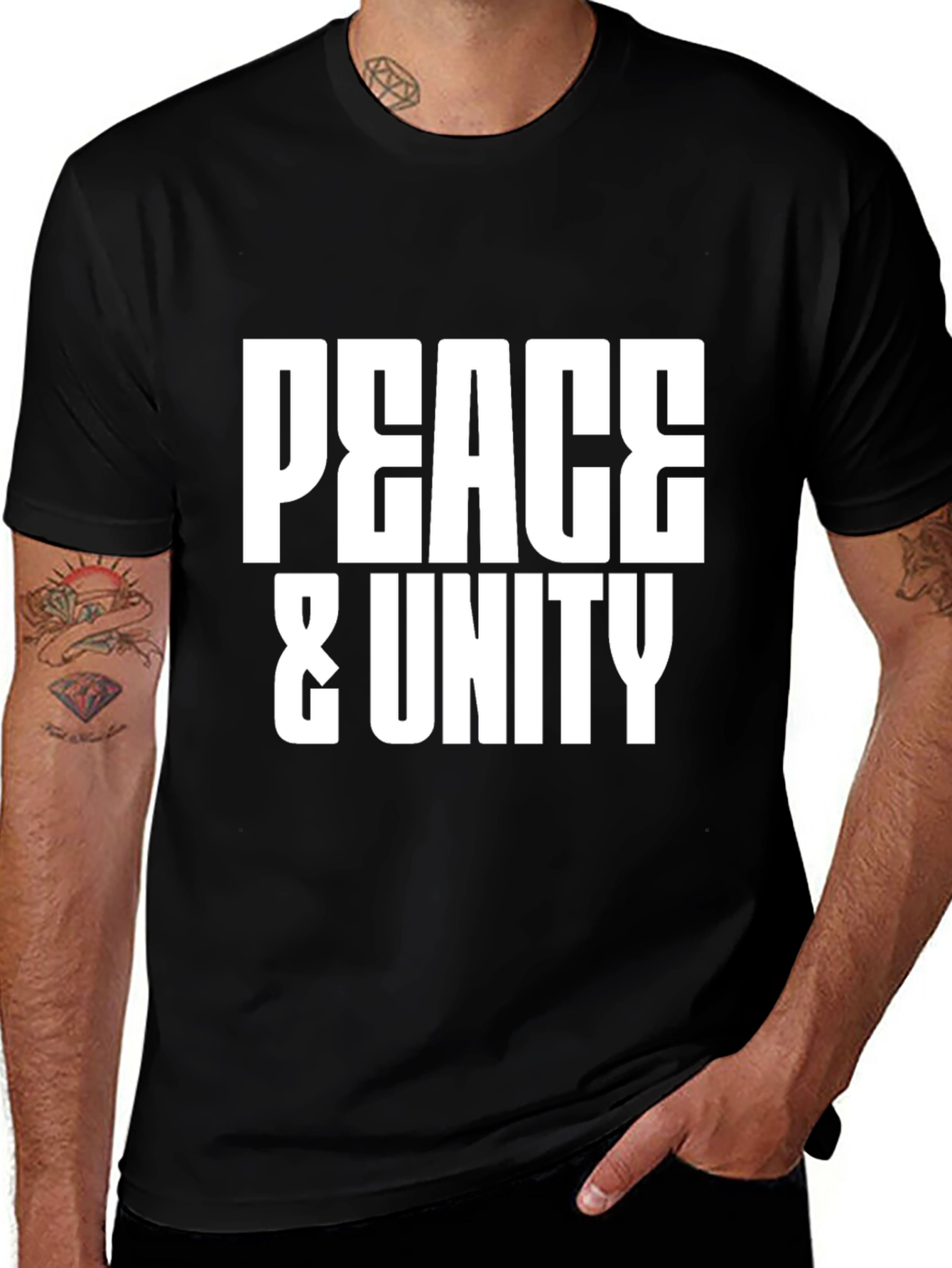 Peace & Unity Graphic Black T-Shirt