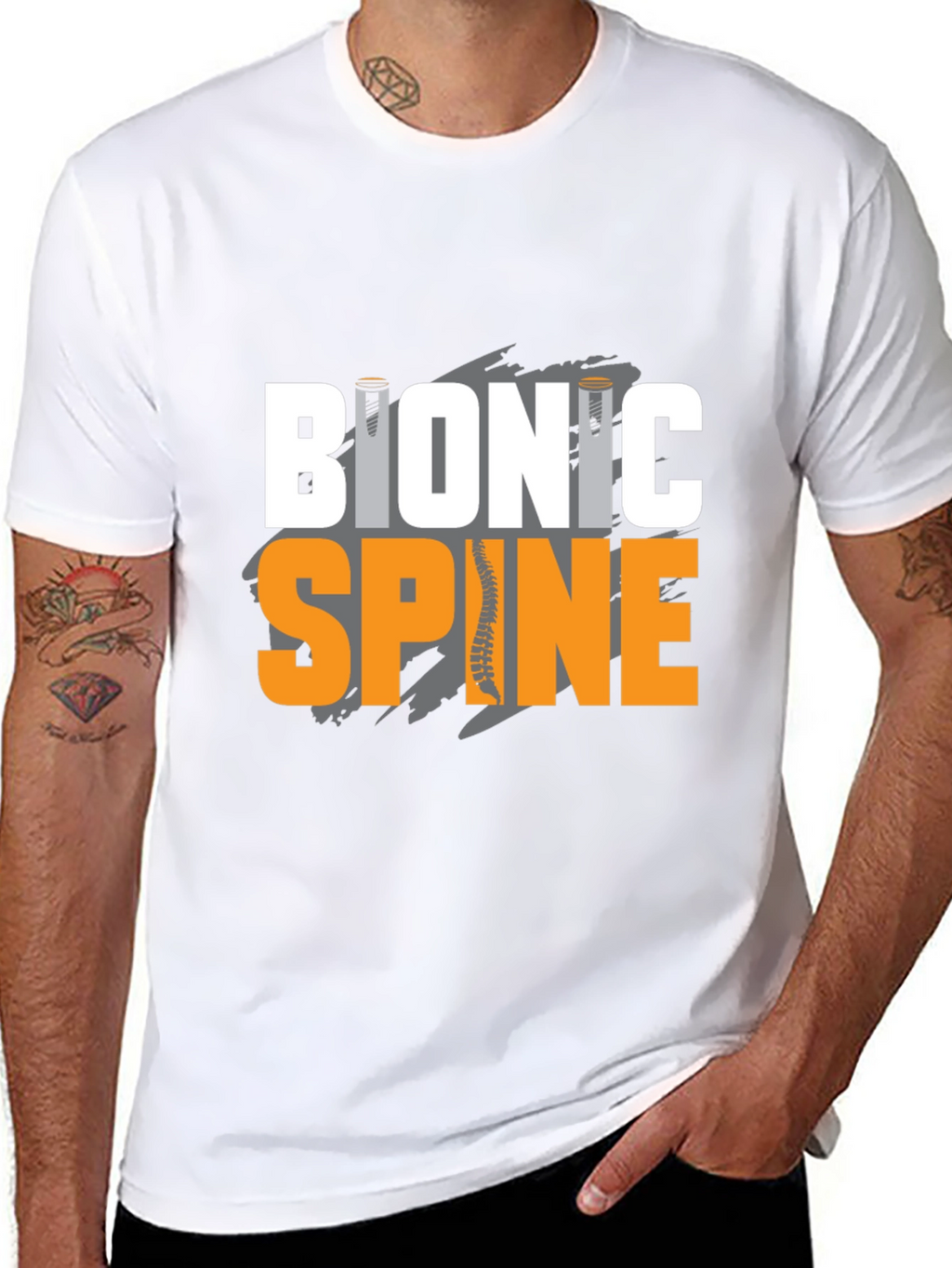 Bionic Spine Graphic T-Shirt - Black Cotton Tee