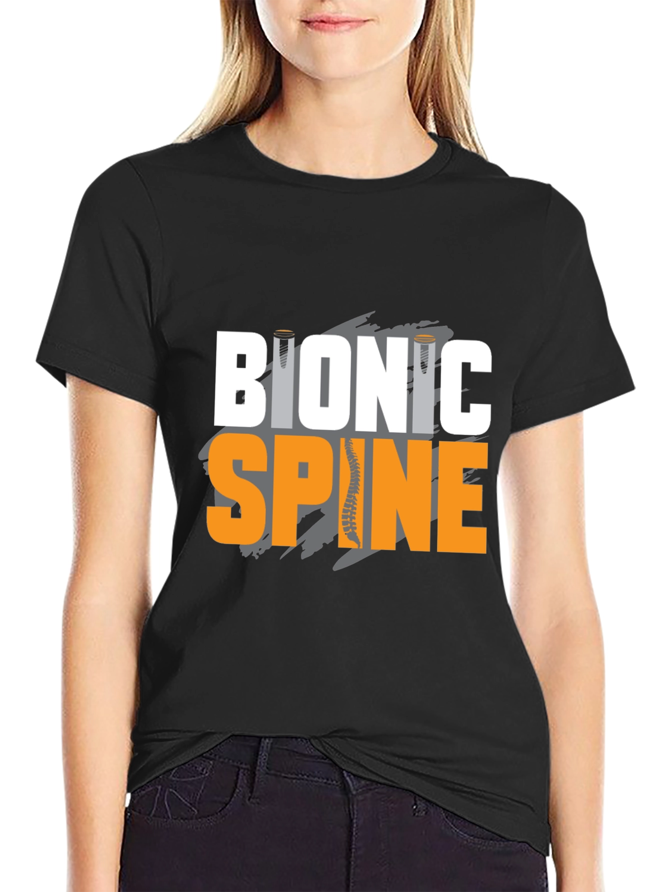 Bionic Spine Graphic T-Shirt - Black Cotton Tee