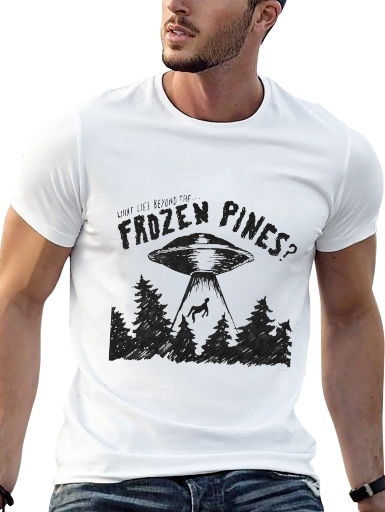 Frozen Pines UFO Abduction Graphic T-Shirt