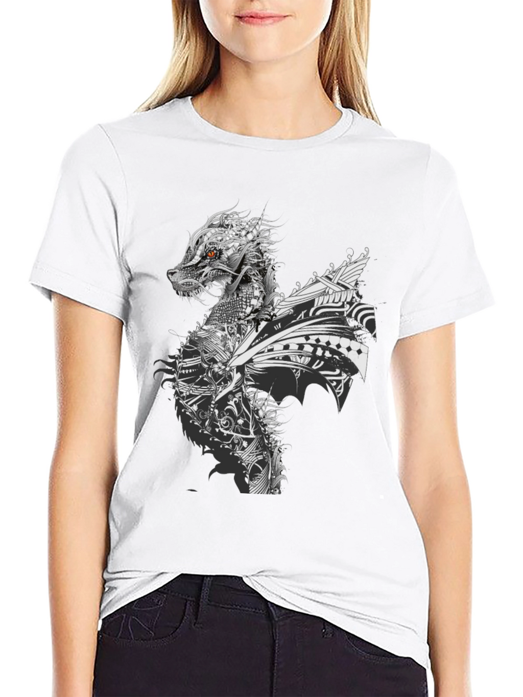 Dragon Graphic Print Crew Neck T-Shirt