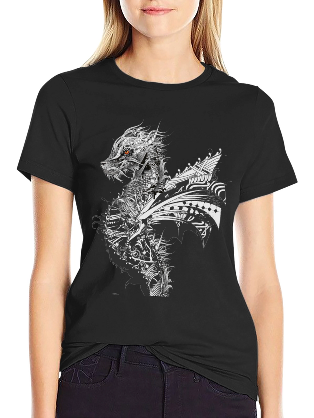 Dragon Graphic Print Crew Neck T-Shirt