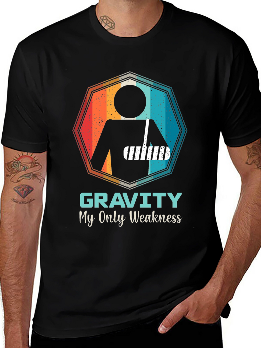 Gravity Weakness Broken Arm Funny T-Shirt