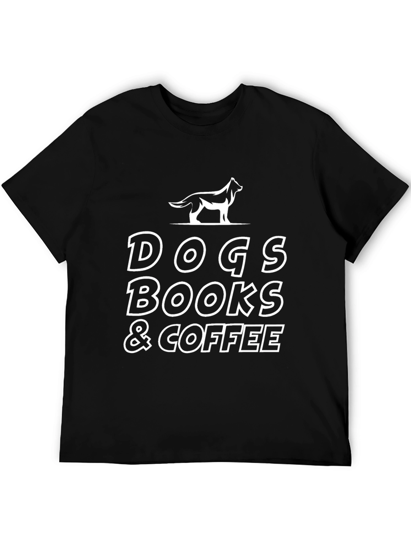 Dogs Books & Coffee Graphic T-Shirt