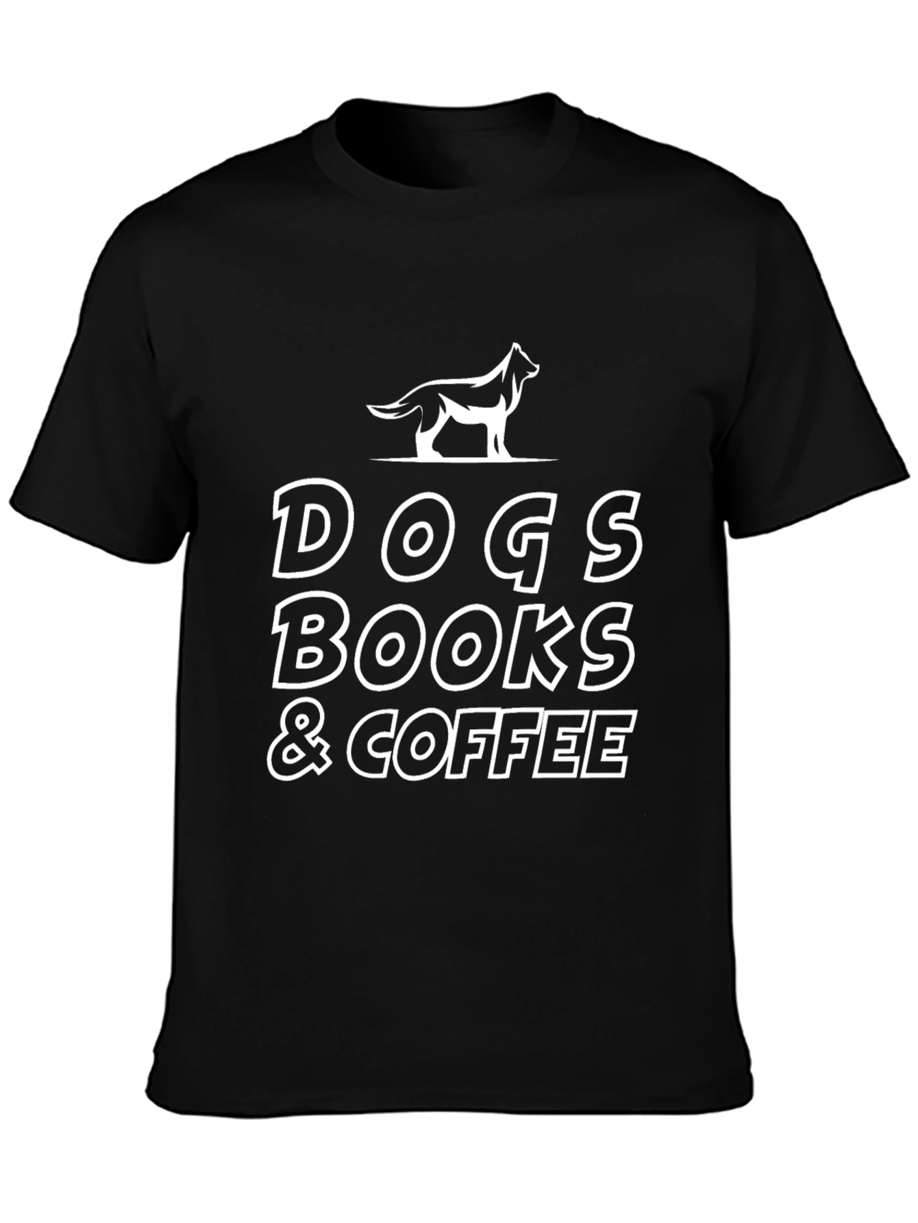 Dogs Books & Coffee Graphic T-Shirt