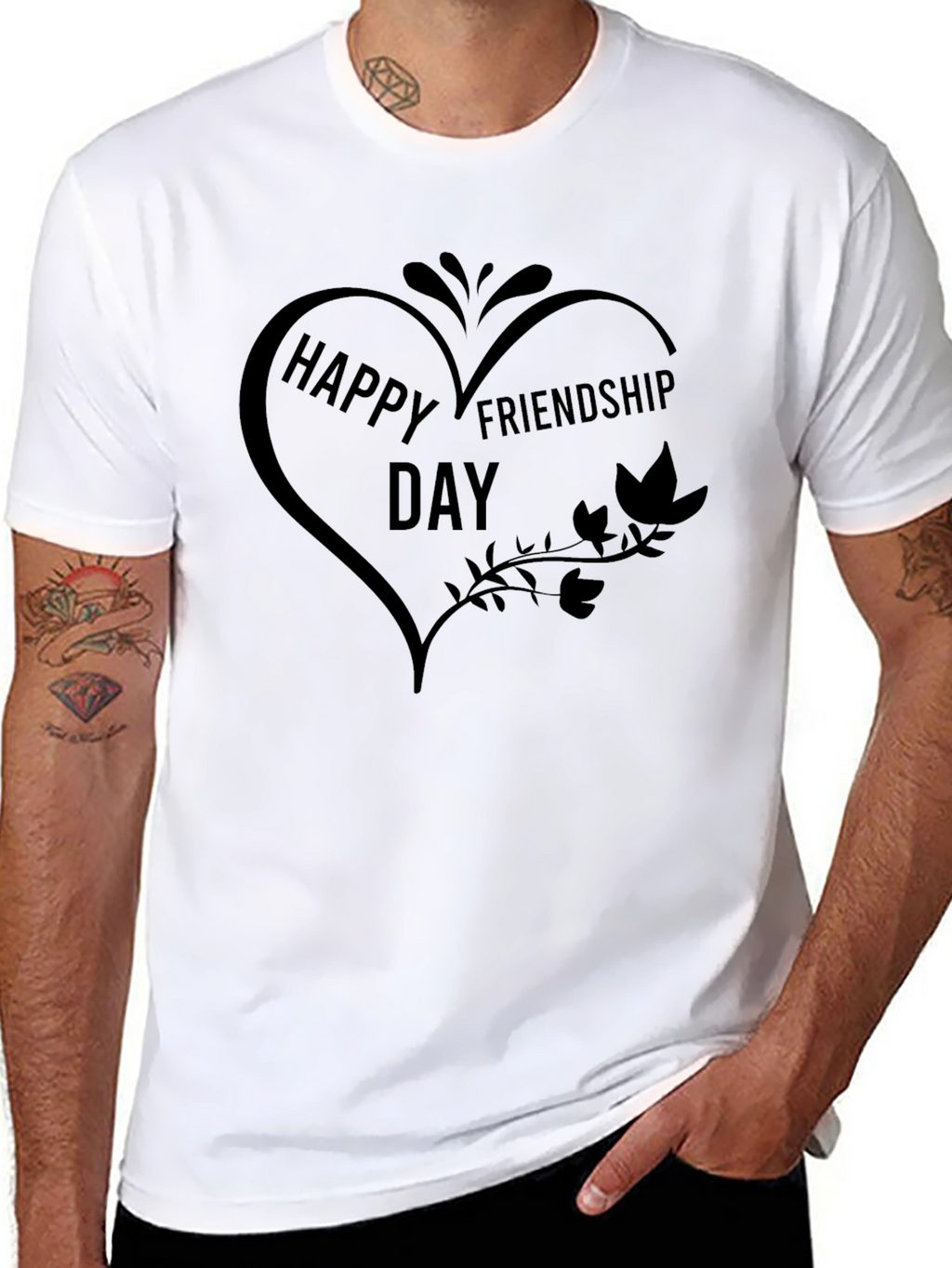 Happy Friendship Day Graphic Tee - Black