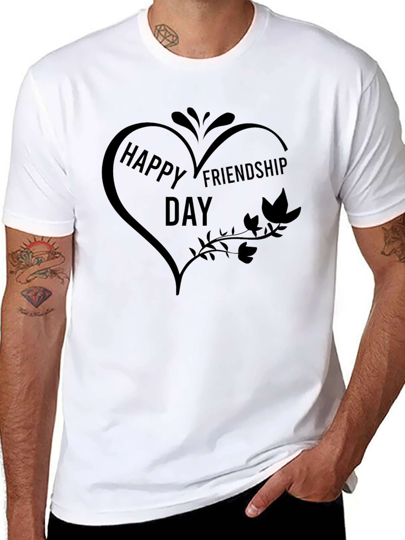 Happy Friendship Day Graphic Tee - Black