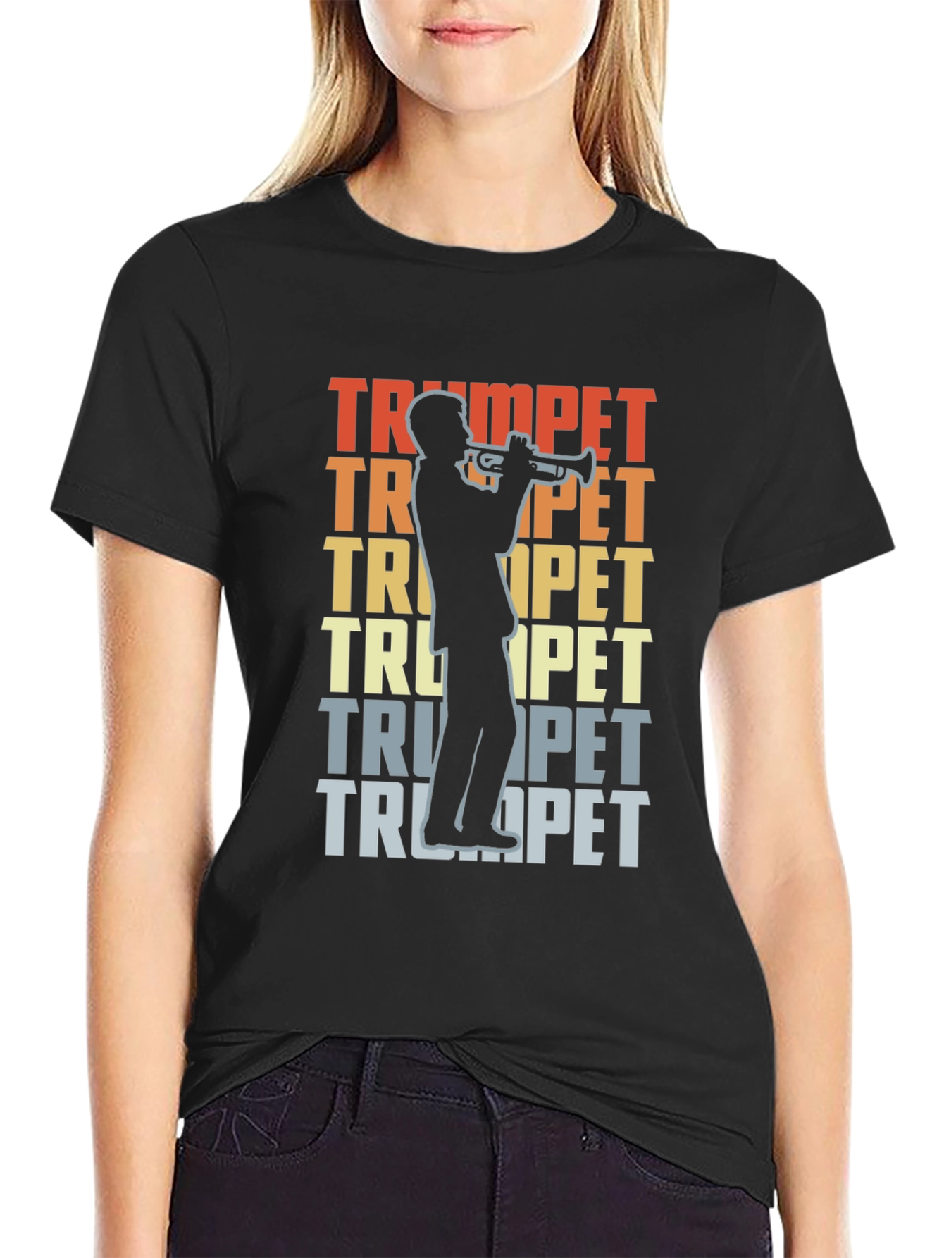 Trumpet Player Graphic T-Shirt - Retro Music Tee
