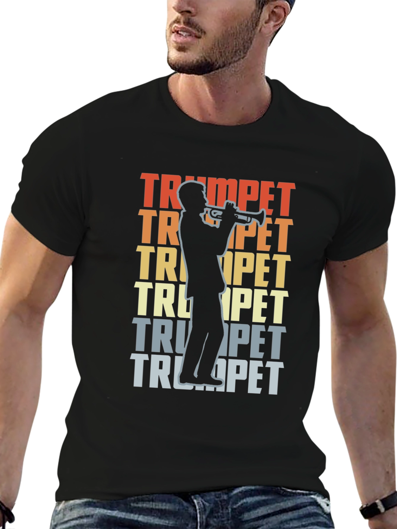 Trumpet Player Graphic T-Shirt - Retro Music Tee