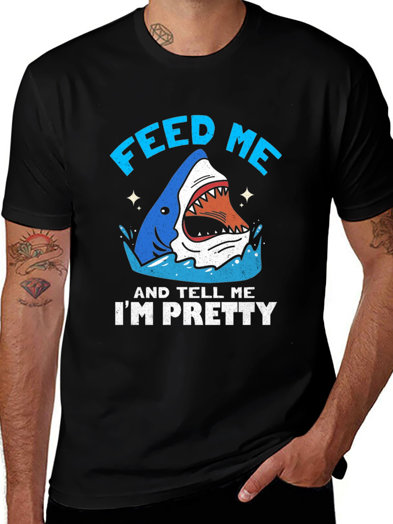 Feed Me & Tell Me Im Pretty Shark Graphic T-Shirt