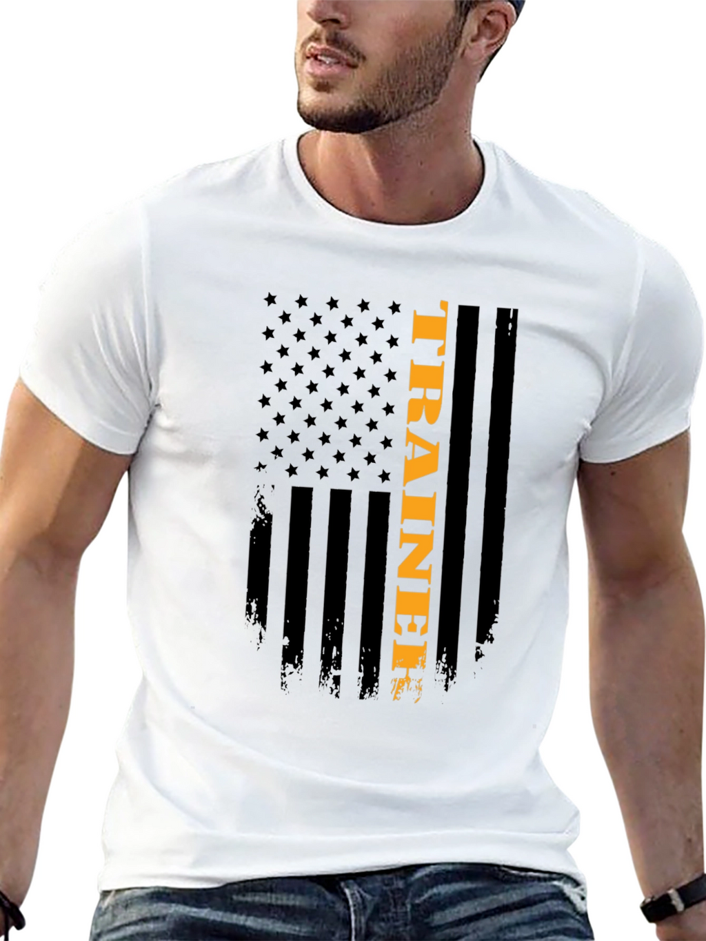 American Flag Trainer Graphic T-Shirt
