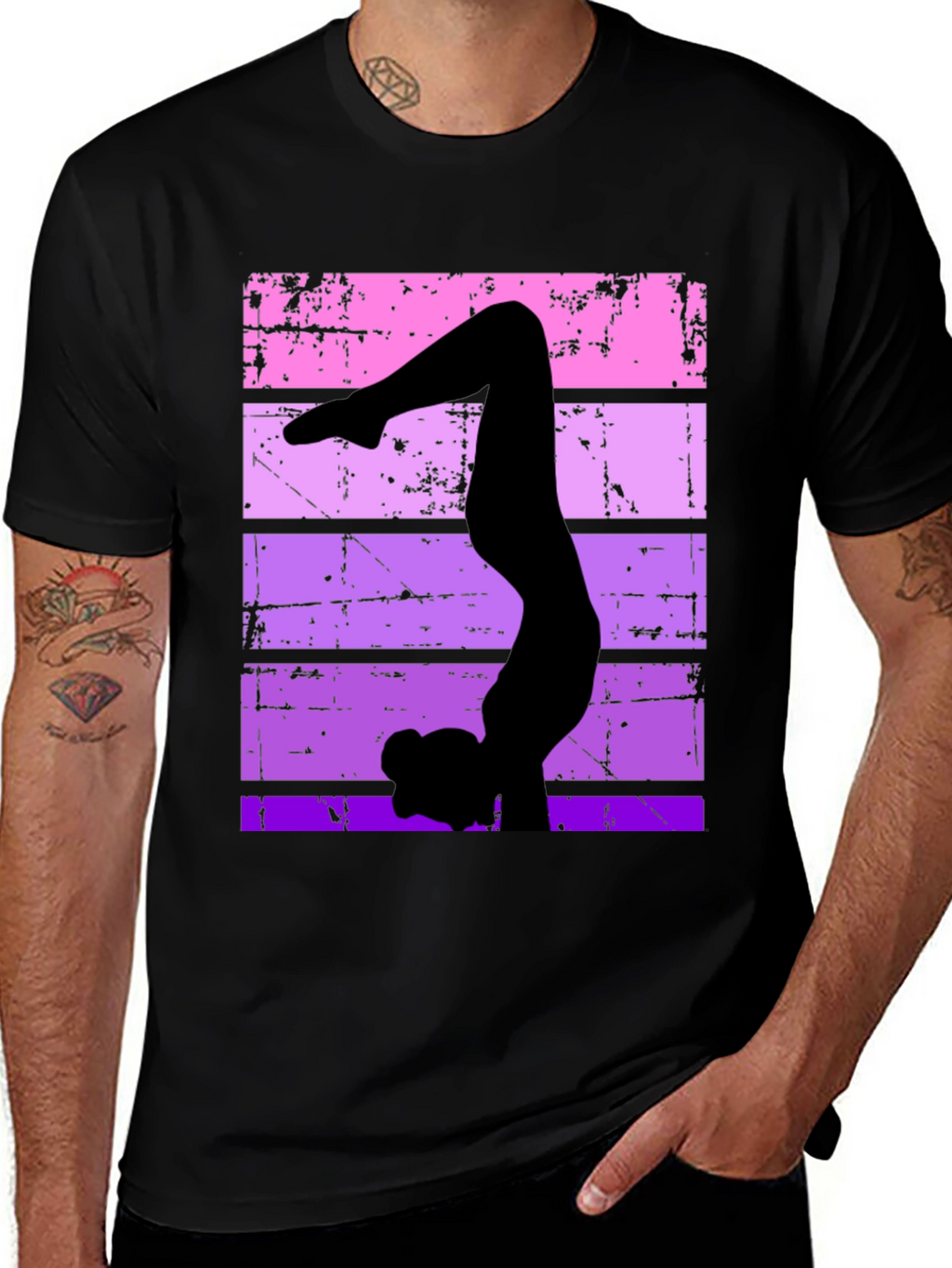 Gymnast Silhouette Graphic Tee - Retro Style