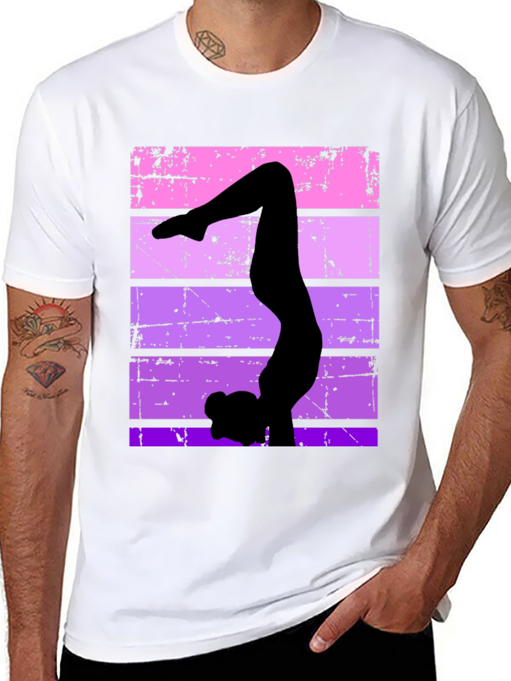 Gymnast Silhouette Graphic Tee - Retro Style