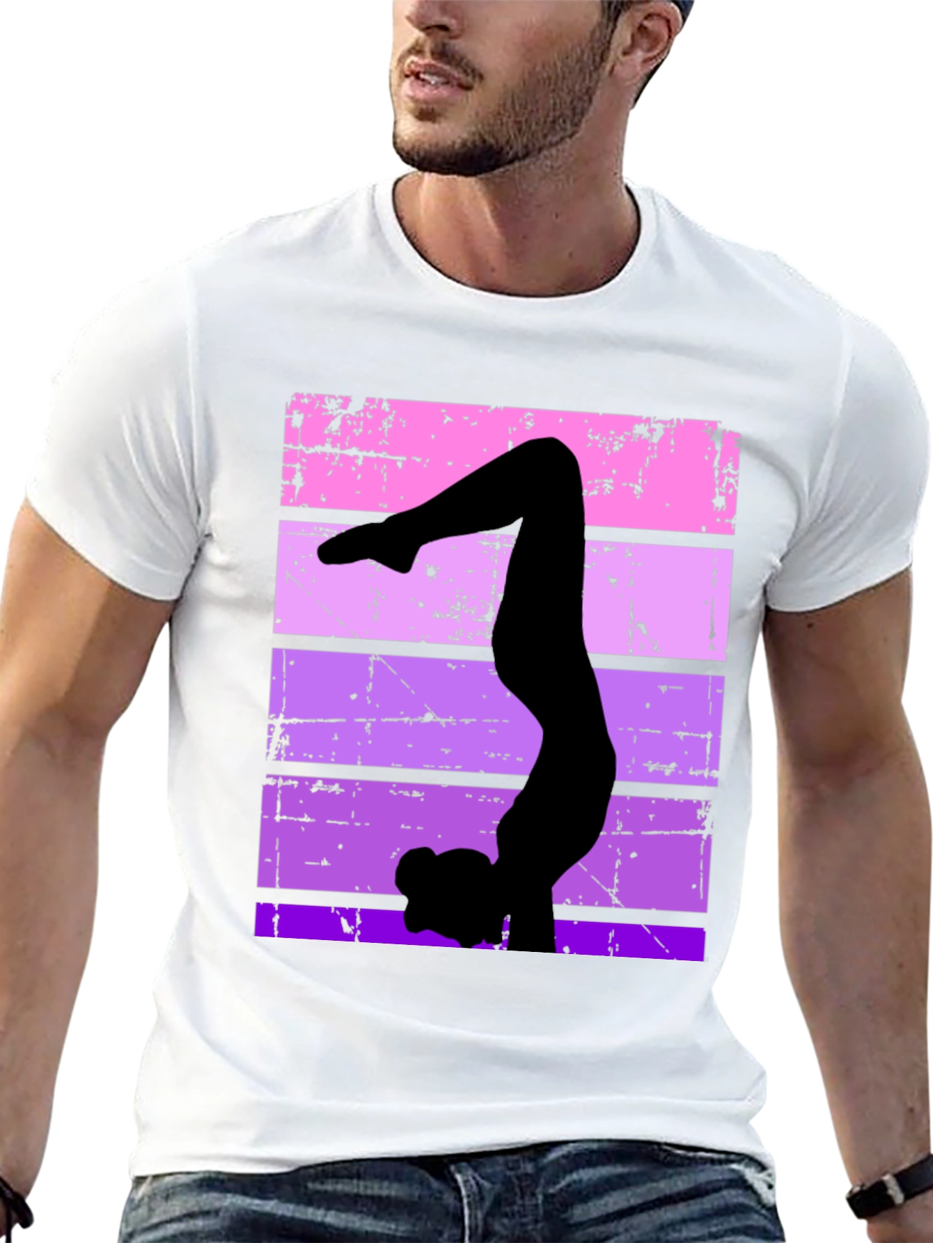 Gymnast Silhouette Graphic Tee - Retro Style