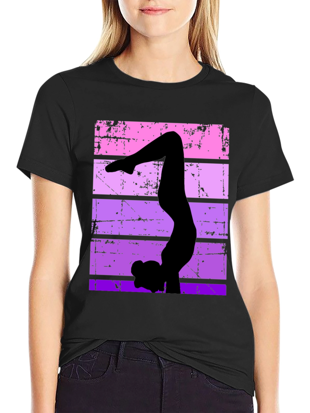 Gymnast Silhouette Graphic Tee - Retro Style