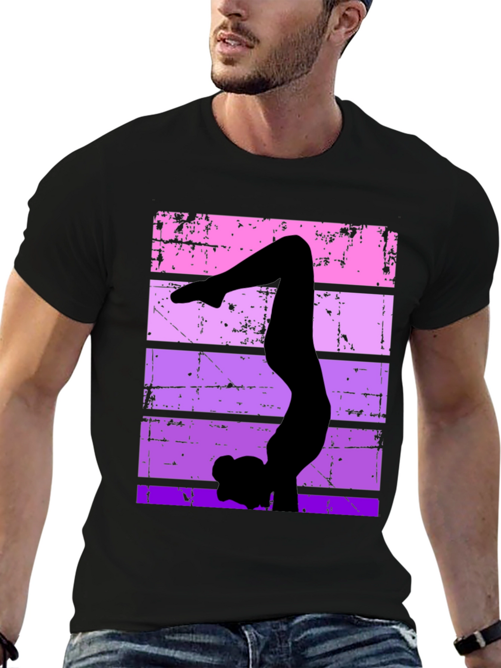 Gymnast Silhouette Graphic Tee - Retro Style