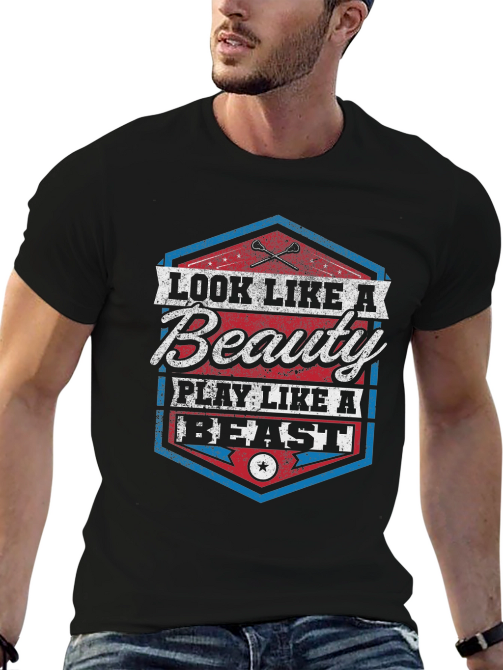 Beauty & Beast Graphic Tee - Stylish Lacrosse T-Shirt