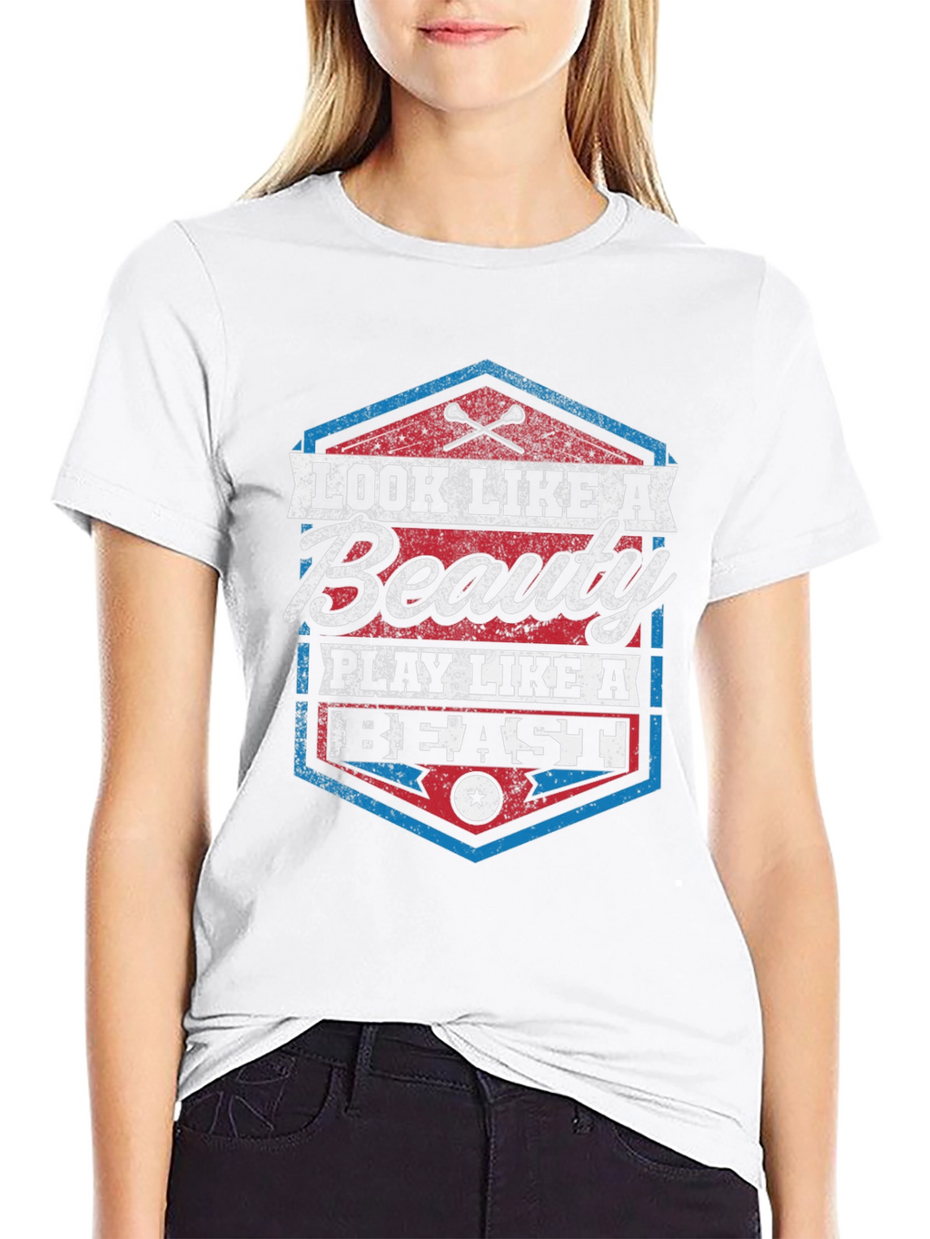 Beauty & Beast Graphic Tee - Stylish Lacrosse T-Shirt