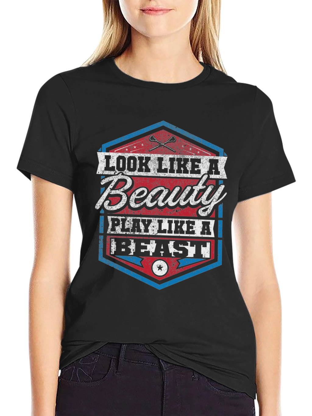 Beauty & Beast Graphic Tee - Stylish Lacrosse T-Shirt
