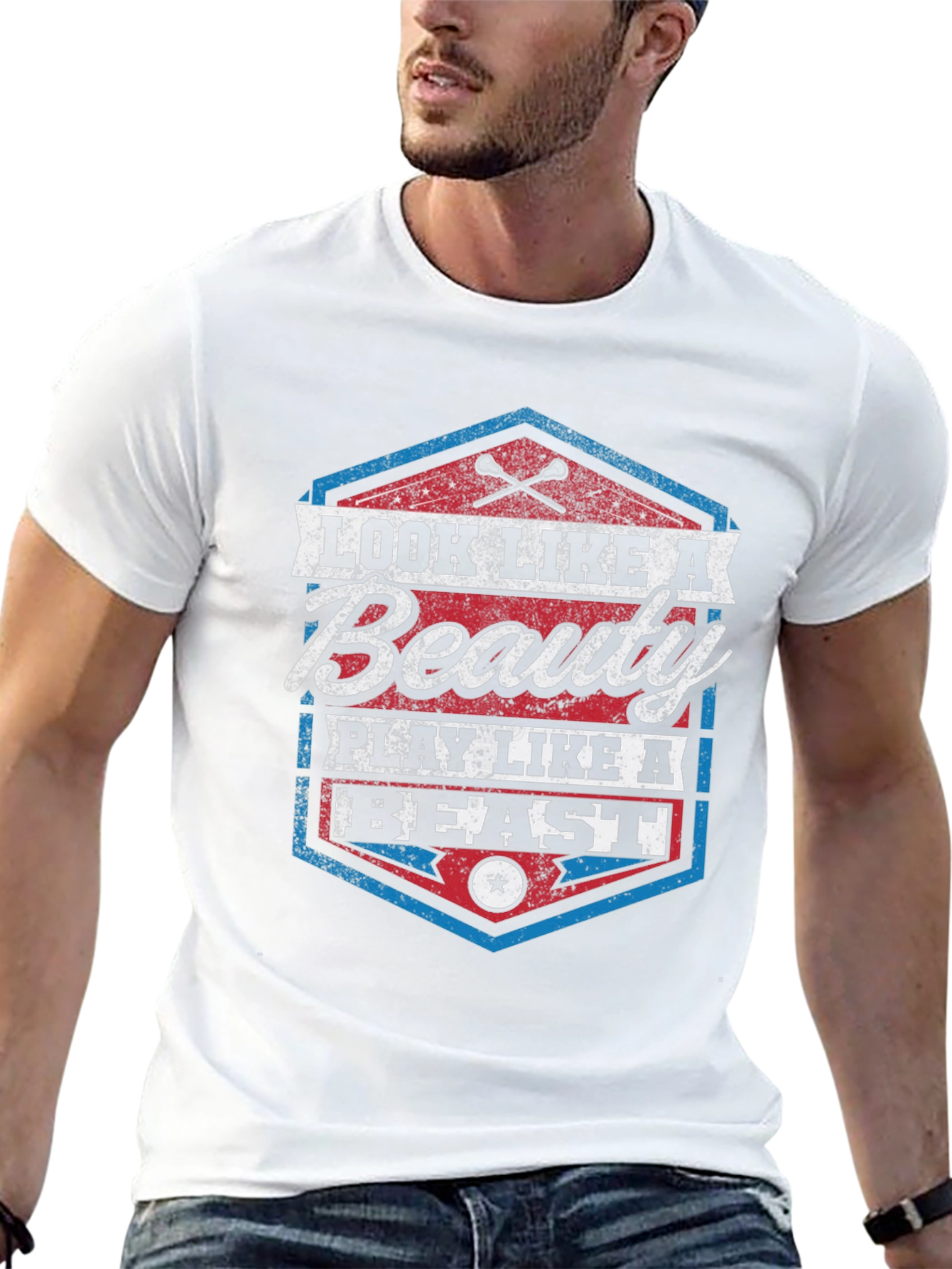Beauty & Beast Graphic Tee - Stylish Lacrosse T-Shirt