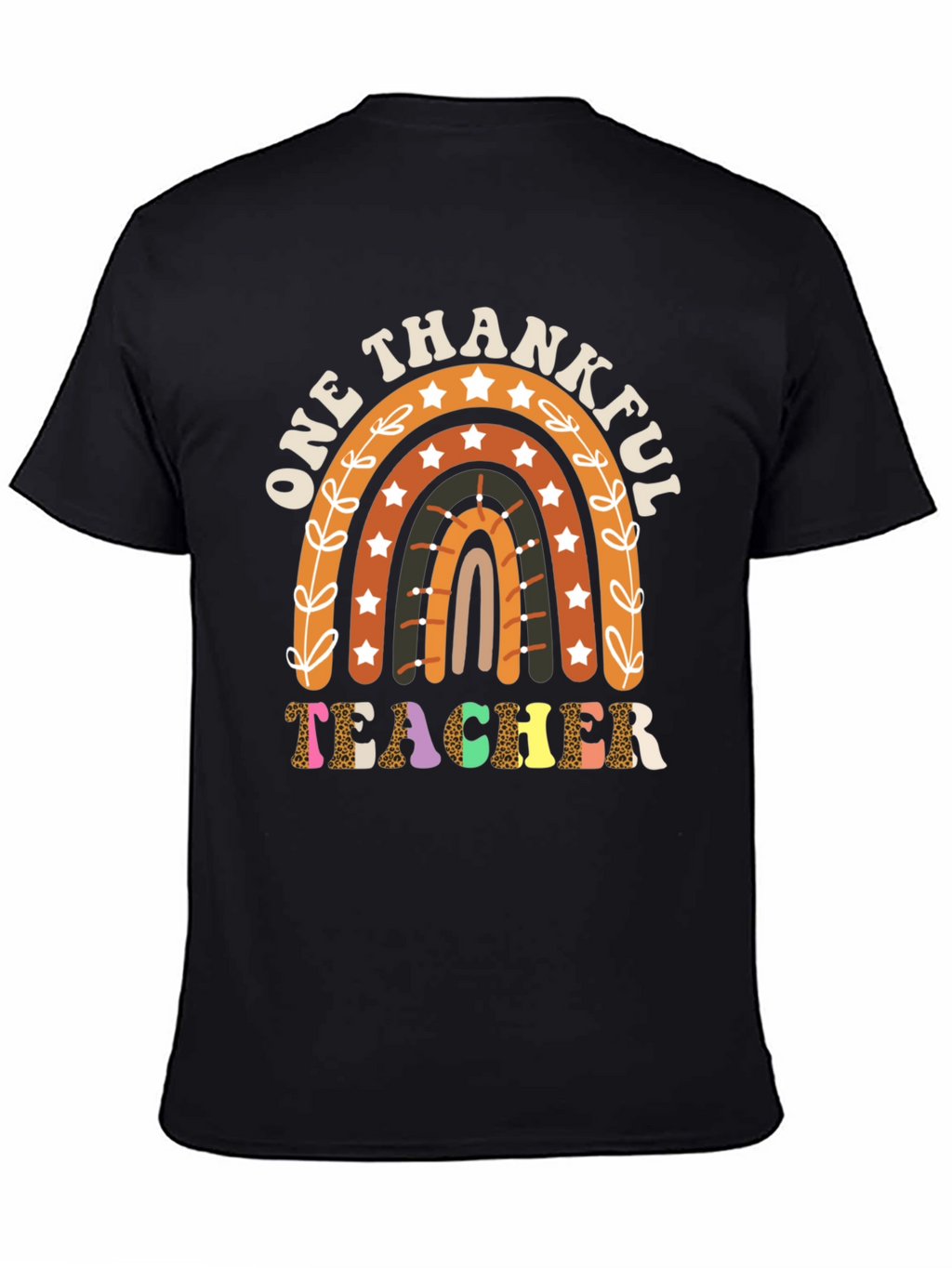 One Thankful Teacher T-Shirt Fall Rainbow Tee