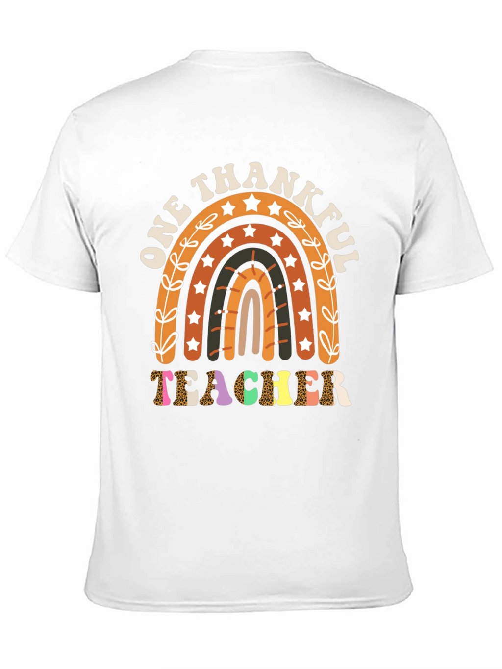 One Thankful Teacher T-Shirt Fall Rainbow Tee