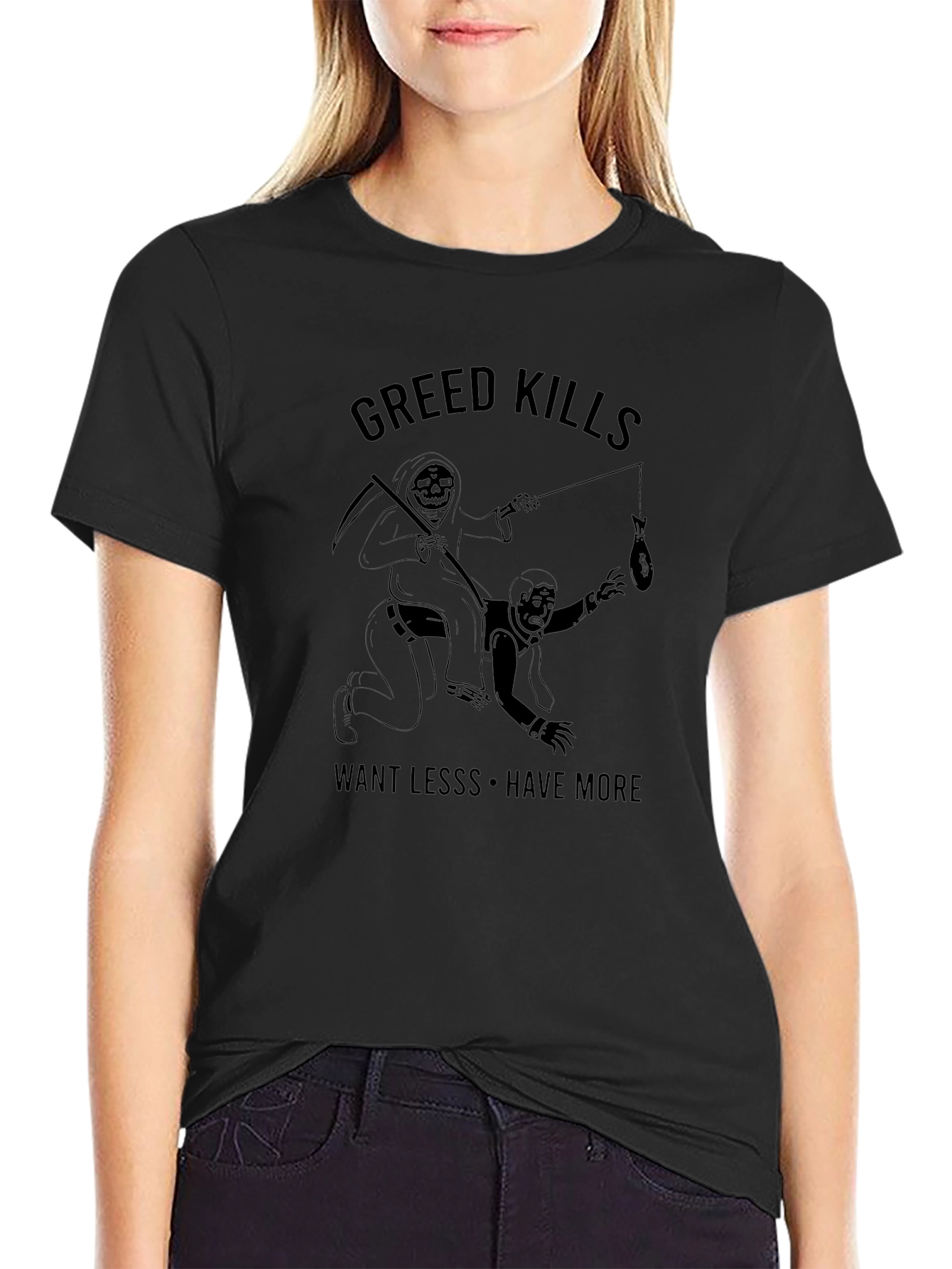Greed Kills Graphic T-Shirt - Black