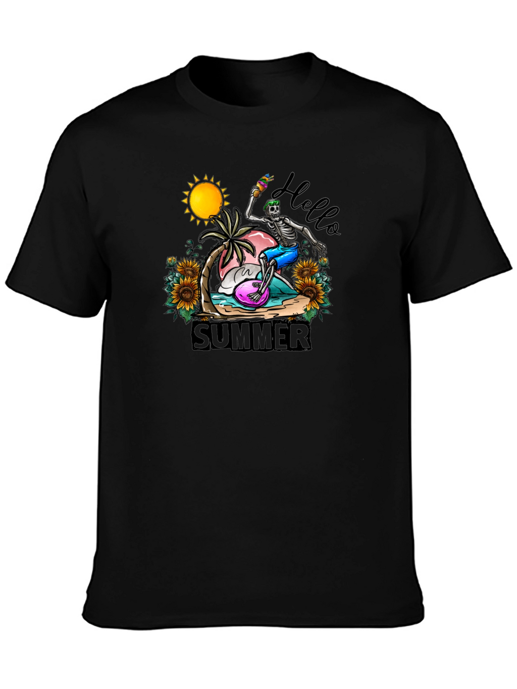 Summer Skeleton Graphic Tee - Beach Vibes
