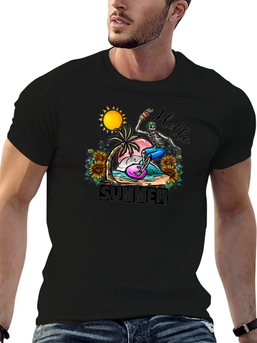 Summer Skeleton Graphic Tee - Beach Vibes