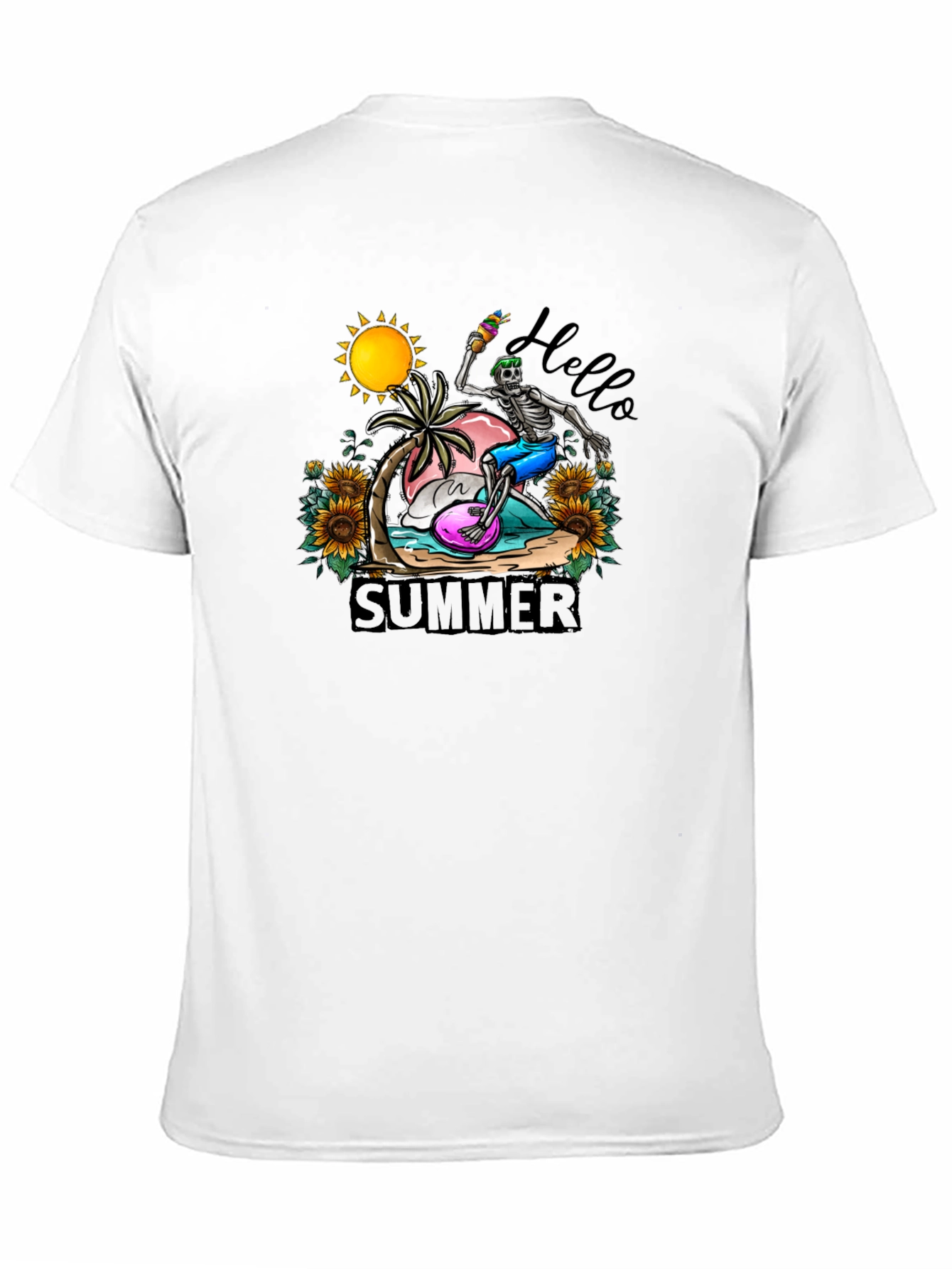 Summer Skeleton Graphic Tee - Beach Vibes