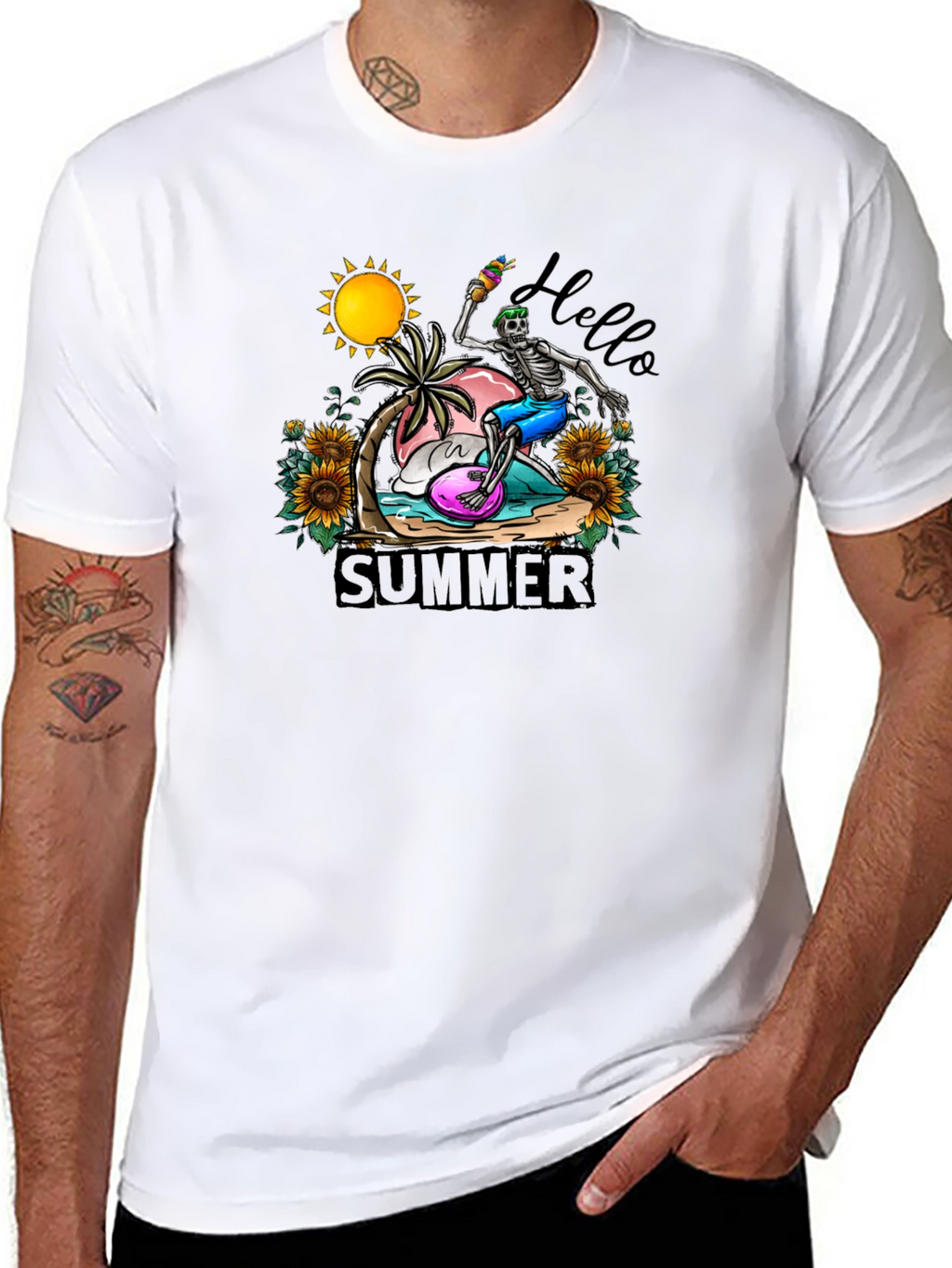 Summer Skeleton Graphic Tee - Beach Vibes