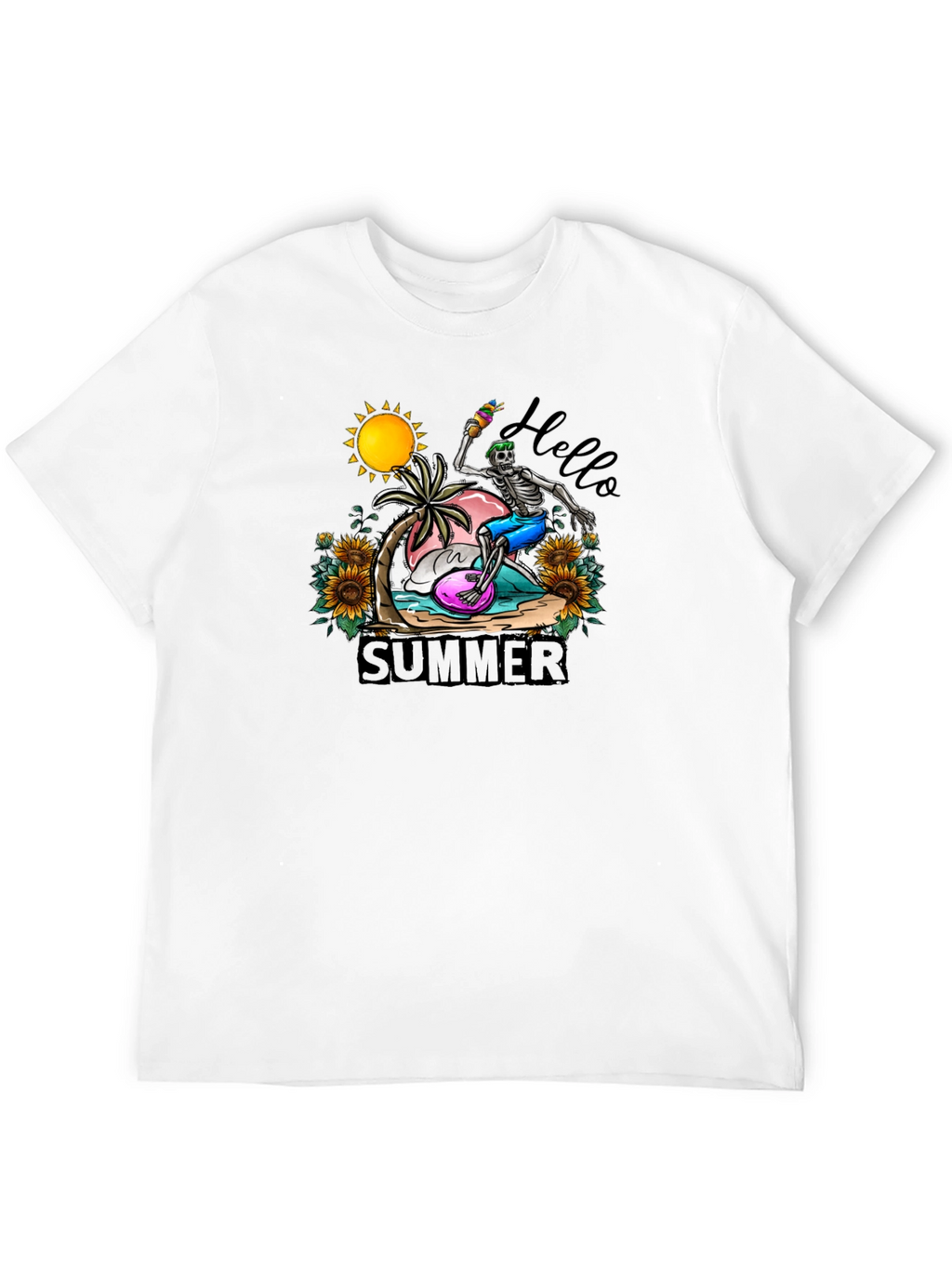 Summer Skeleton Graphic Tee - Beach Vibes