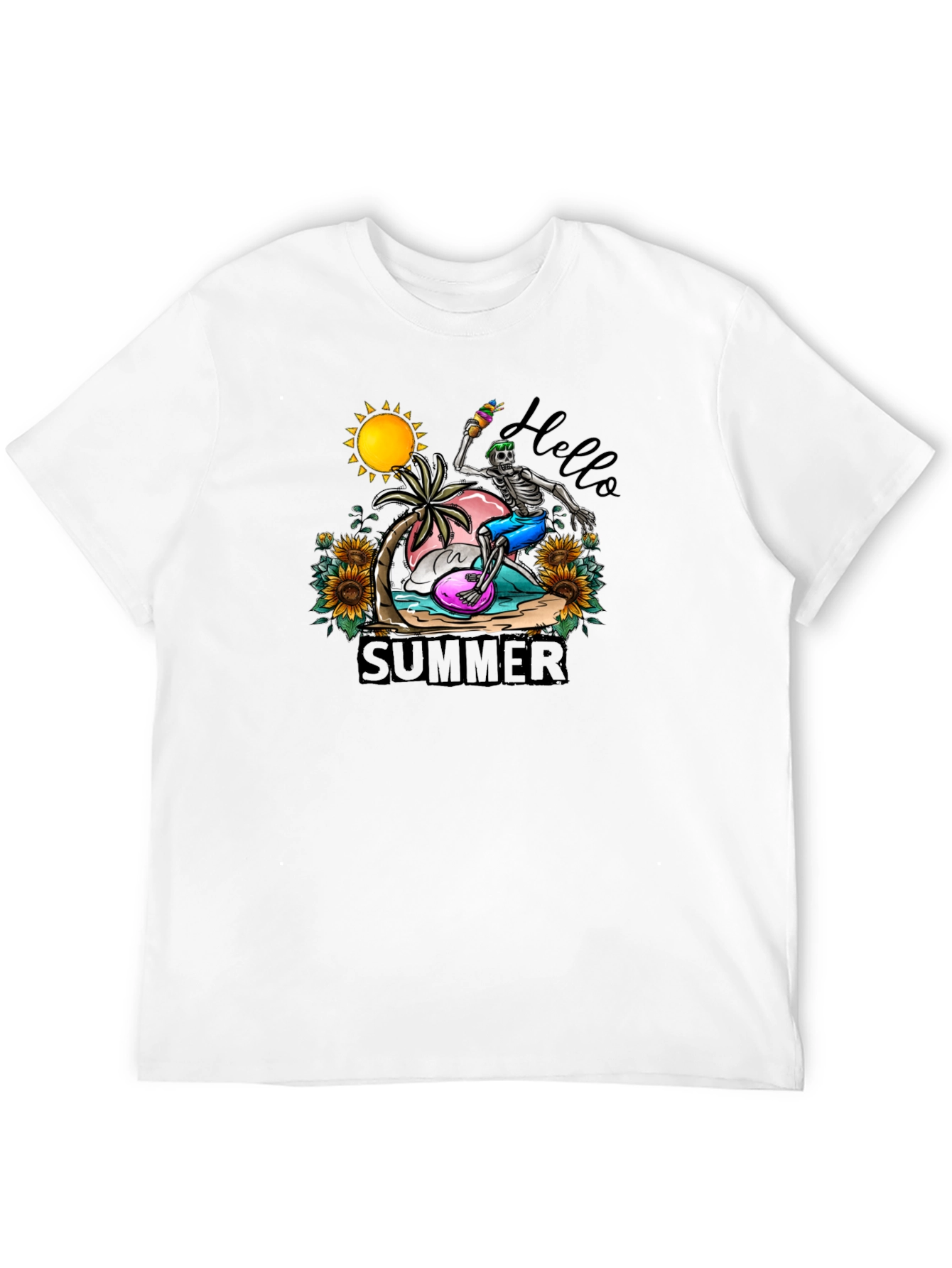 Summer Skeleton Graphic Tee - Beach Vibes