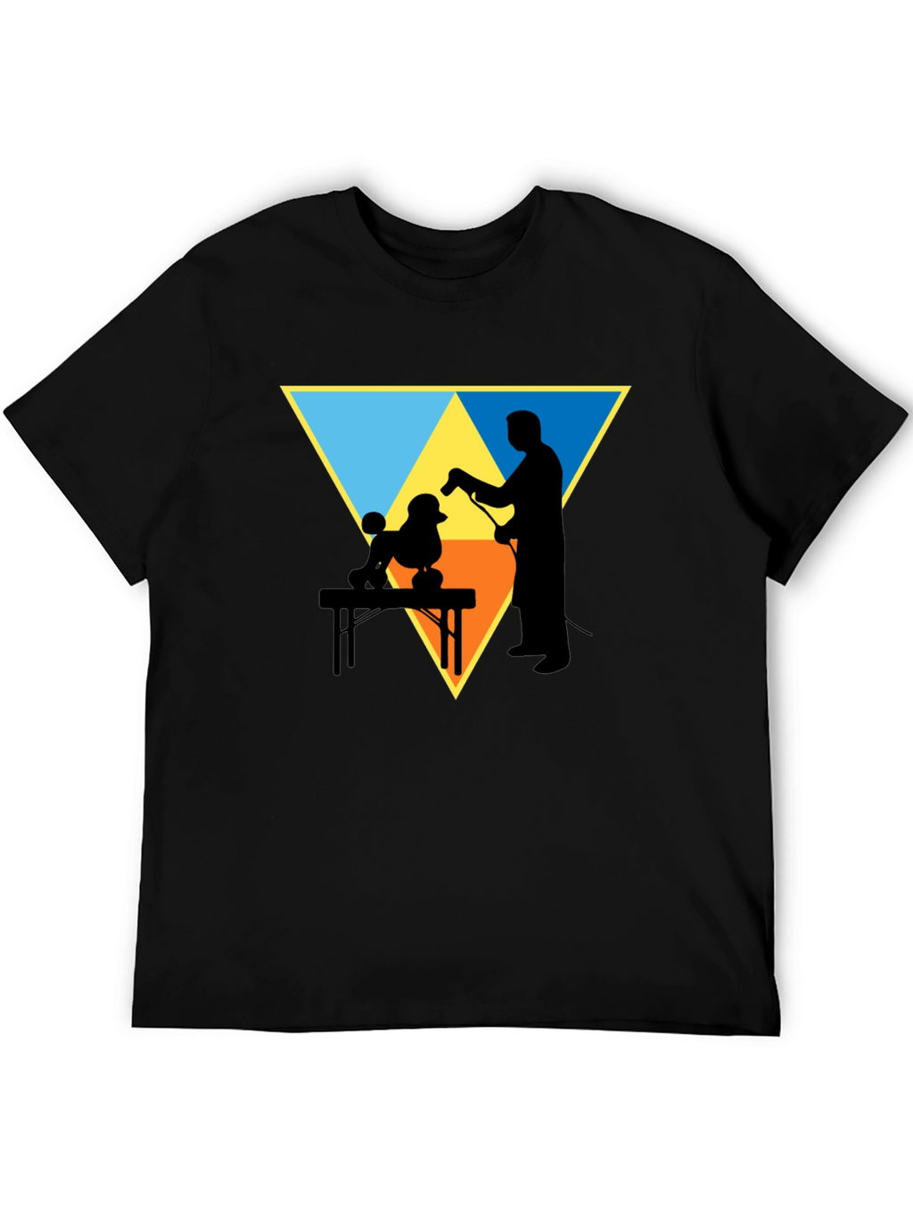 Dog Groomer Silhouette Graphic Tee - Triangle Design