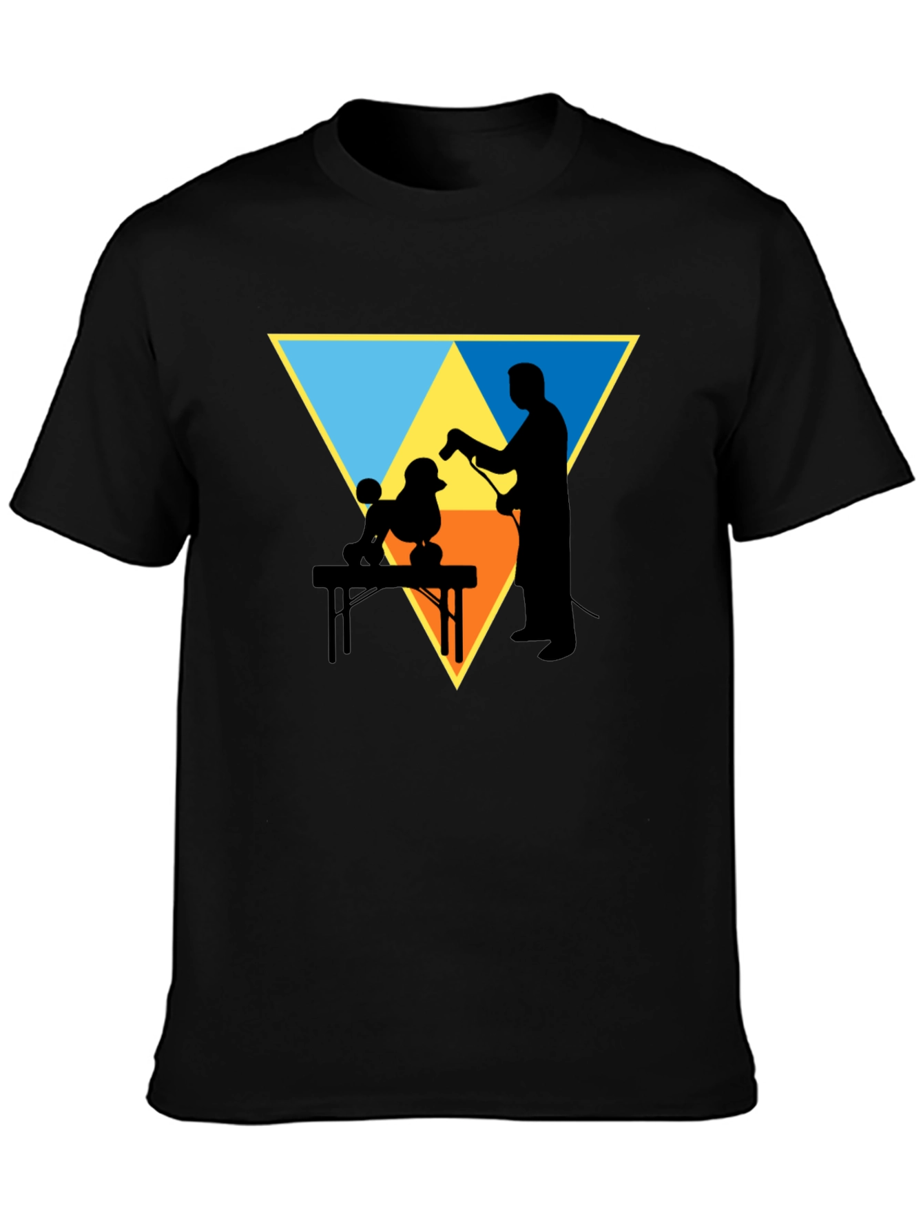 Dog Groomer Silhouette Graphic Tee - Triangle Design