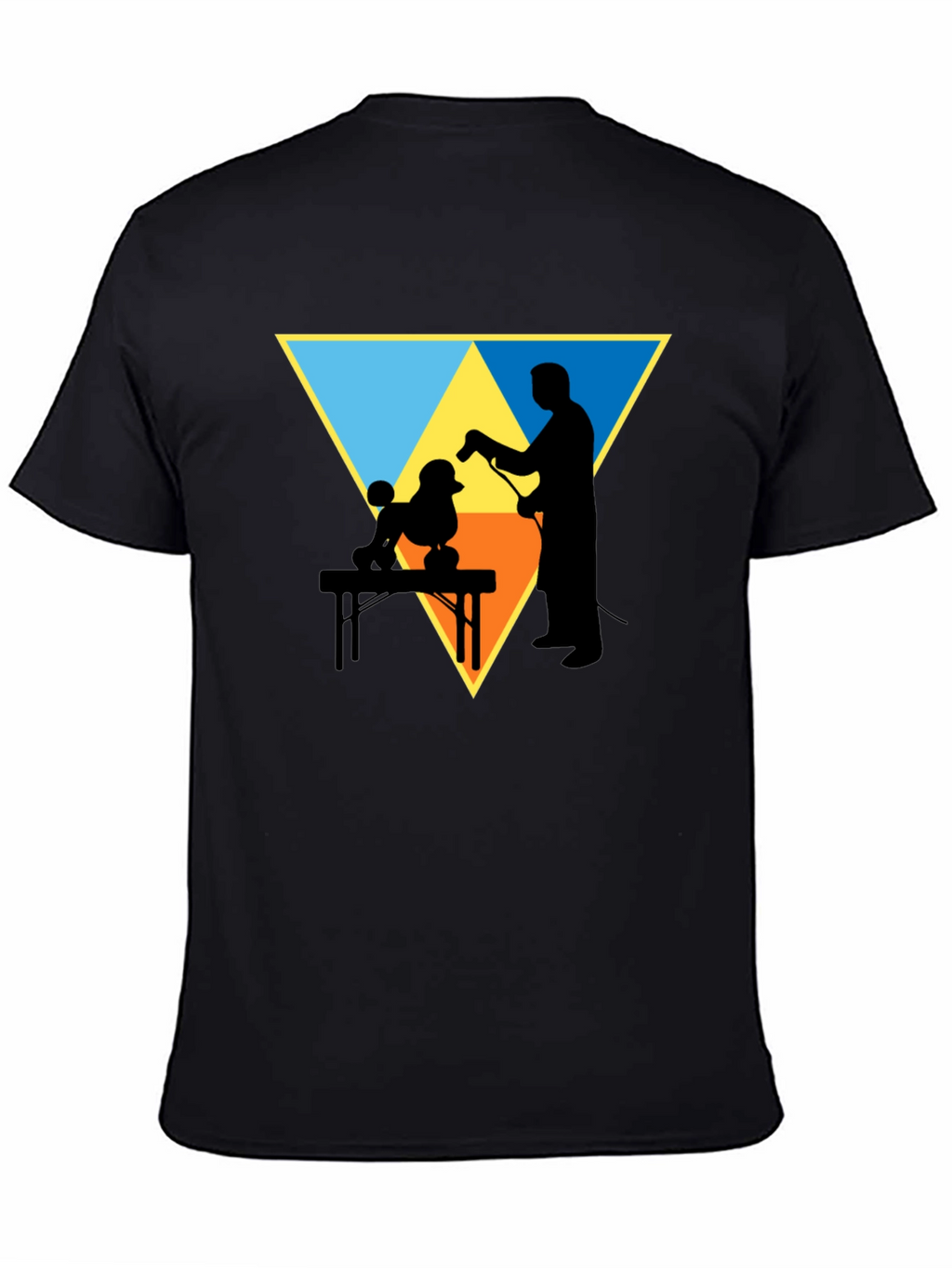 Dog Groomer Silhouette Graphic Tee - Triangle Design