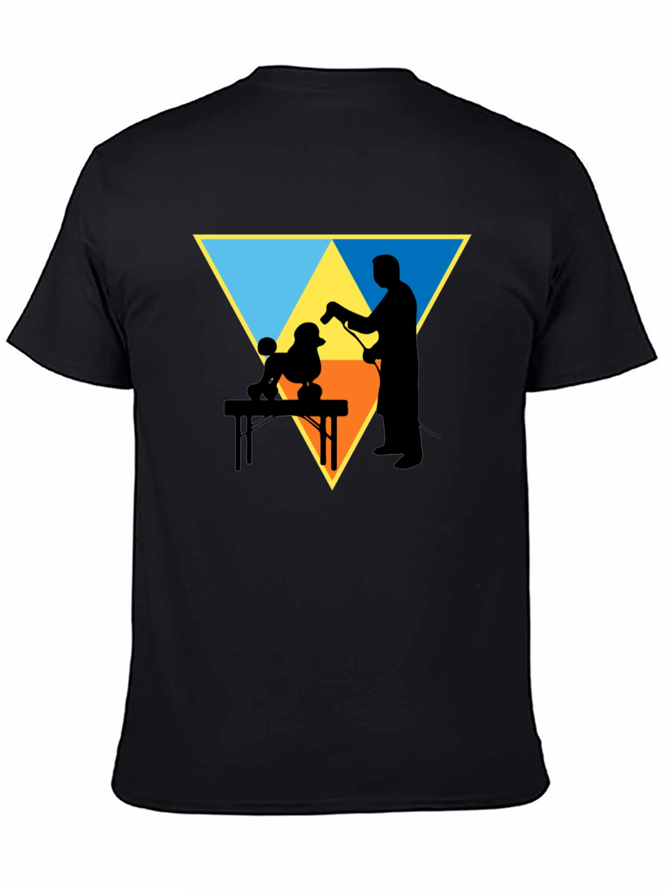 Dog Groomer Silhouette Graphic Tee - Triangle Design